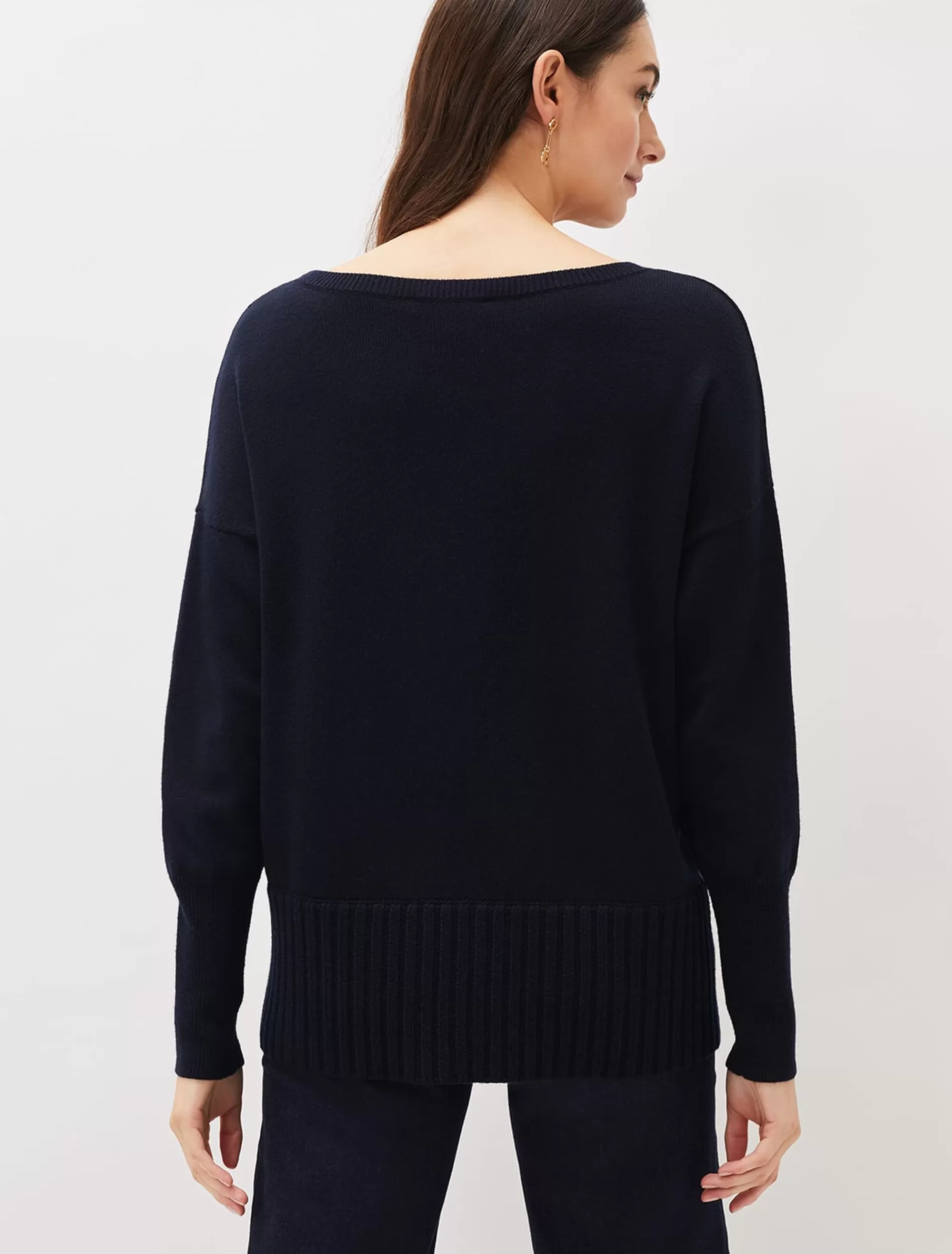 Phase Eight Steph Zip Detail Wool Blend Jumper Navy Store