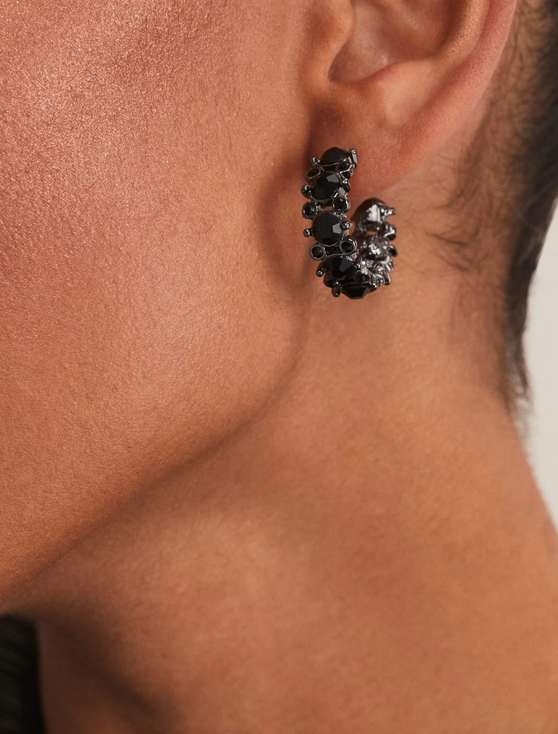 Phase Eight Stone Detail Hoop Earring Black Sale