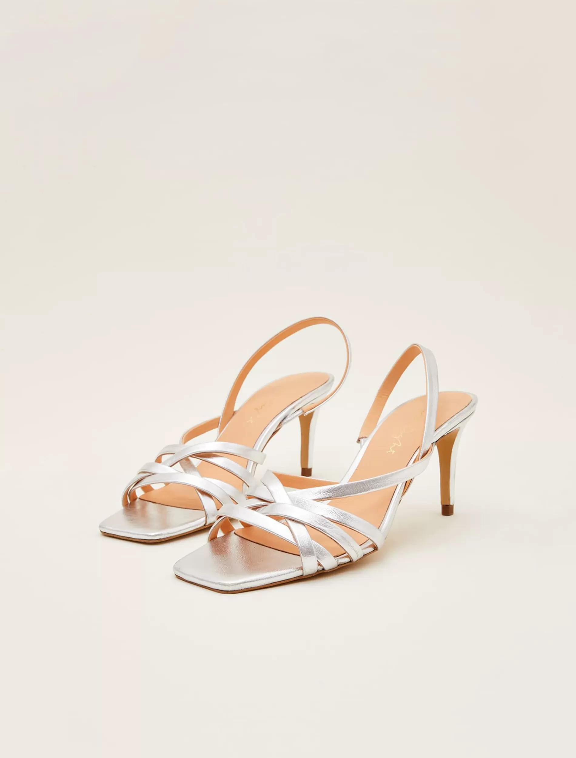Phase Eight Strappy Sling Back Sandals Silver Sale