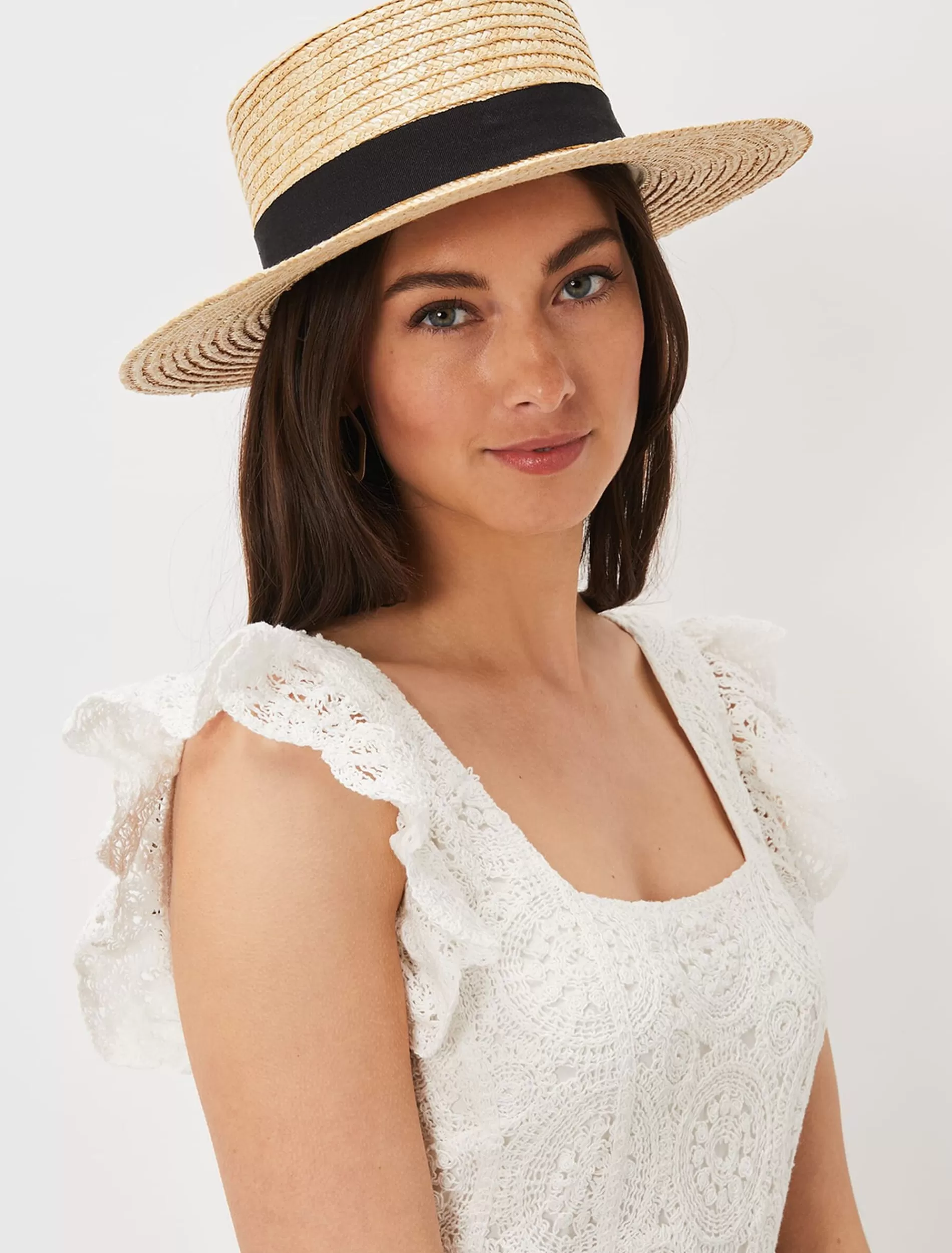 Phase Eight Straw Boater Hat Natural Discount