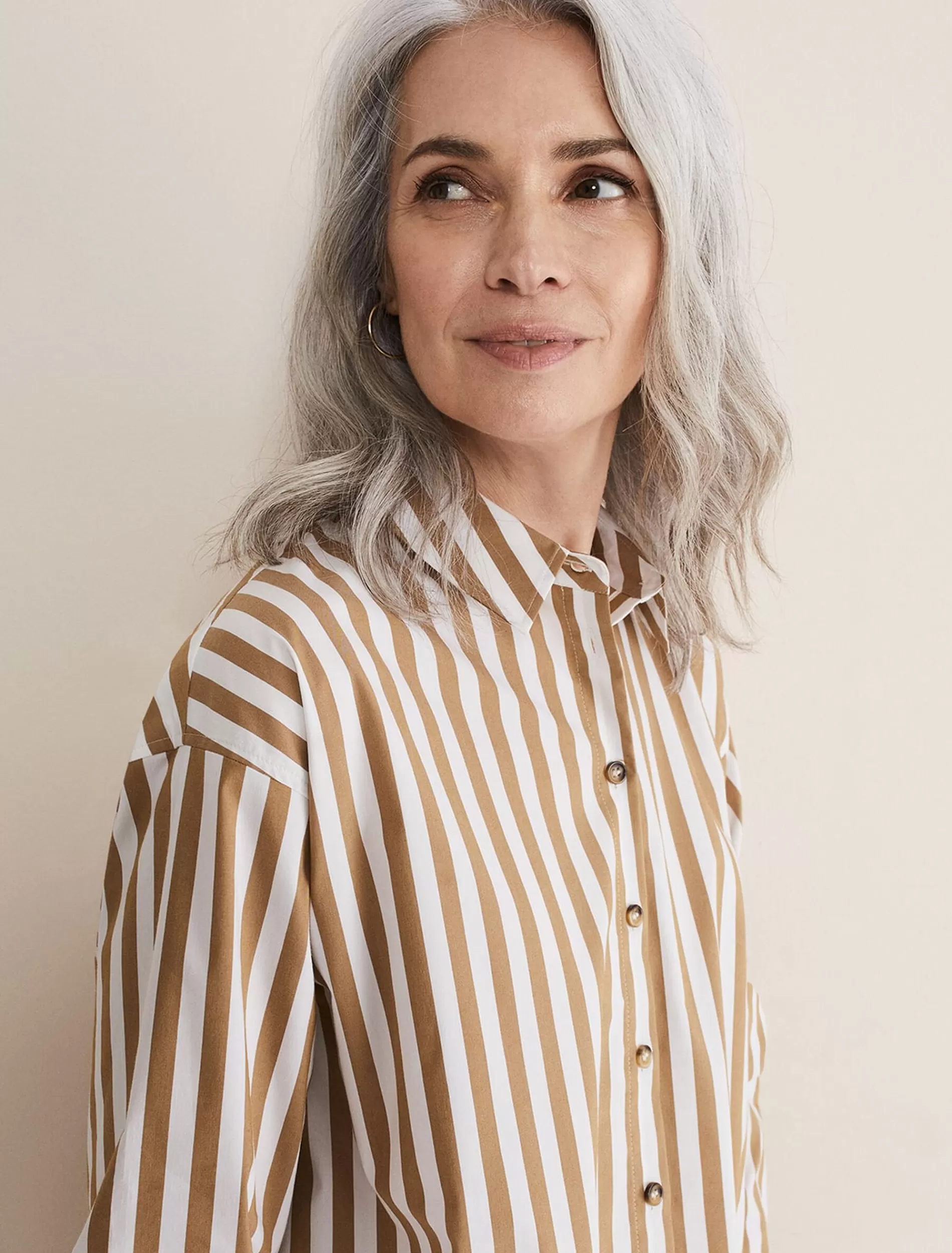 Phase Eight Stripe Camel Shirt Camel/Ivory Fashion