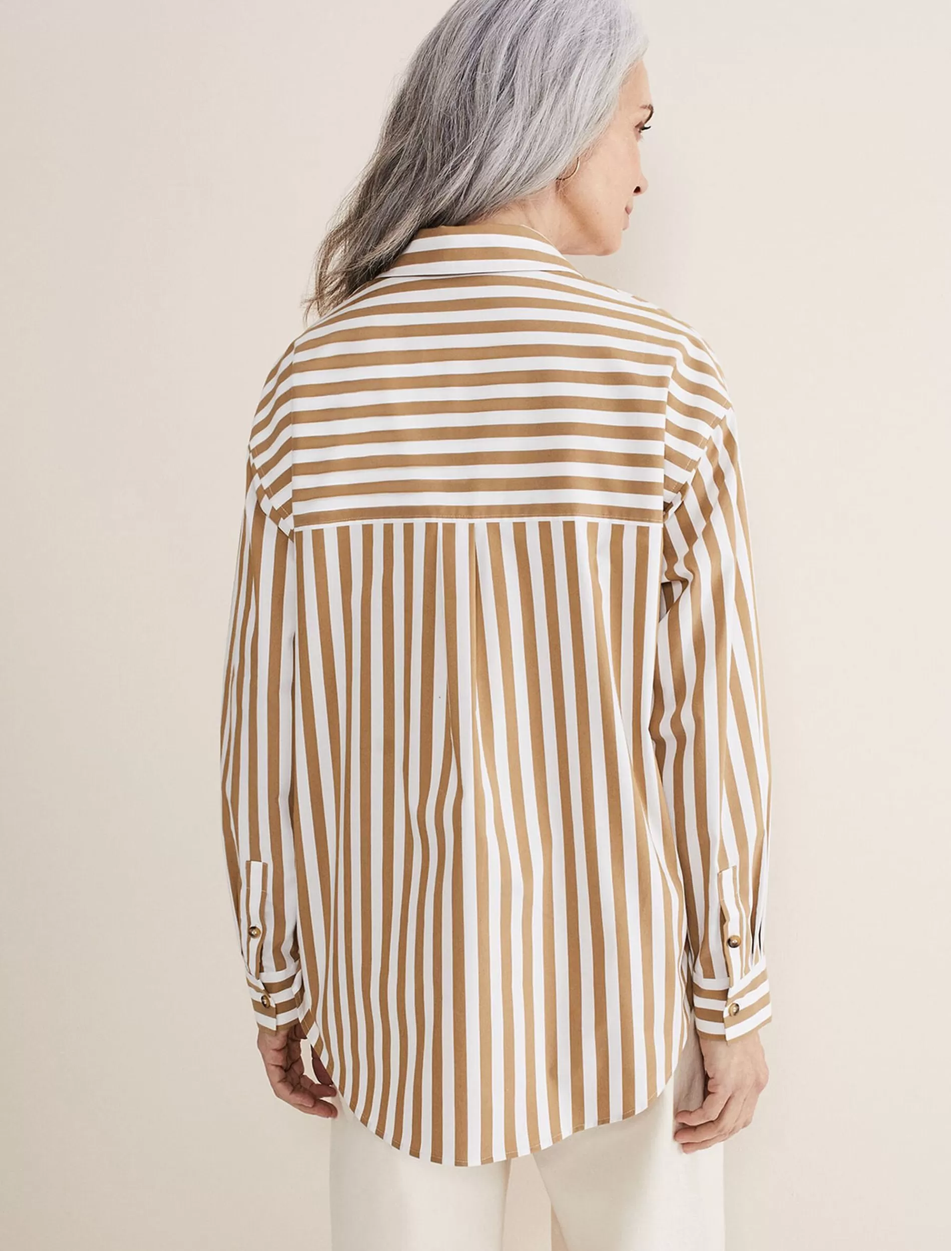 Phase Eight Stripe Camel Shirt Camel/Ivory Fashion