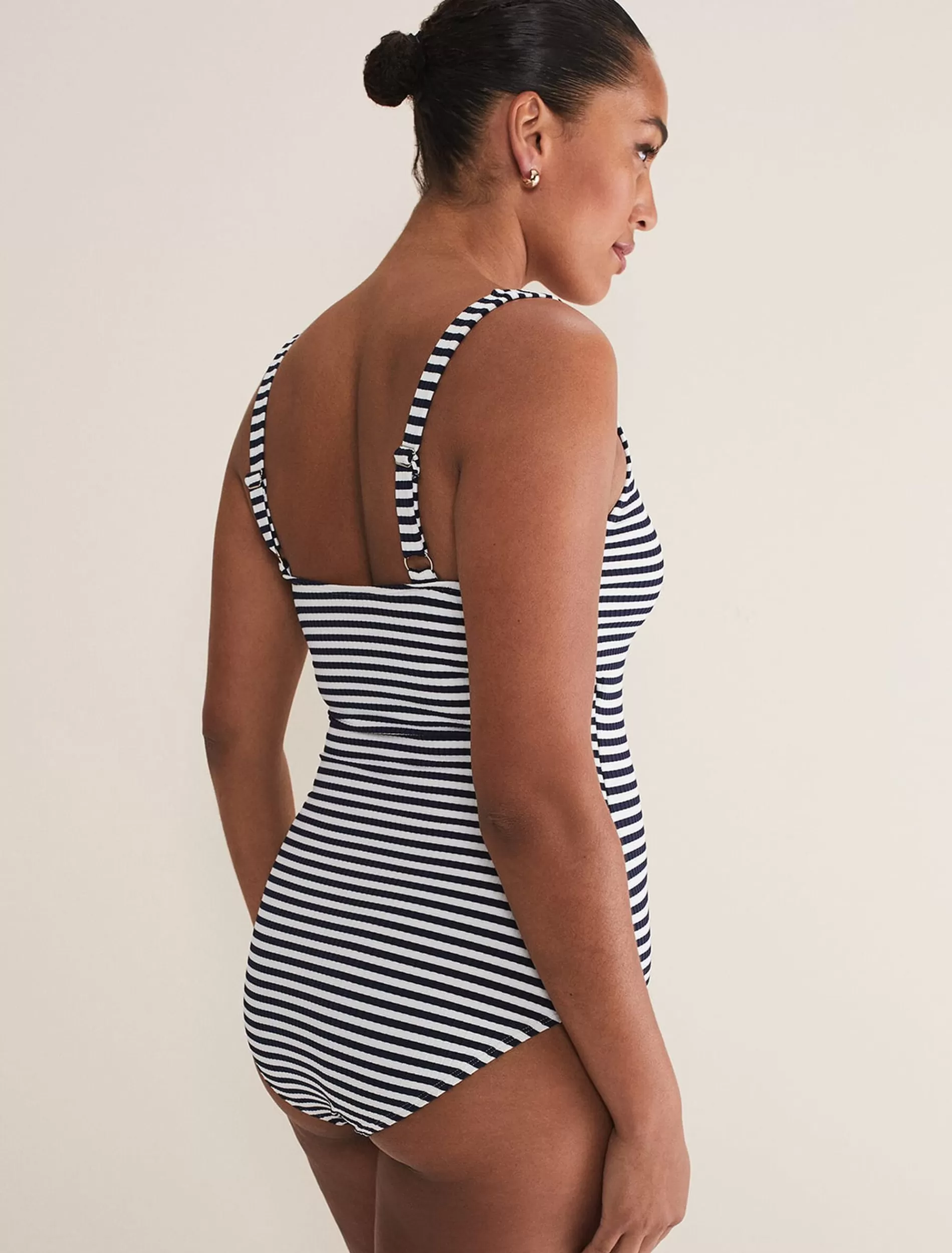 Phase Eight Striped Ribbed Swimsuit Navy/Ivory Sale