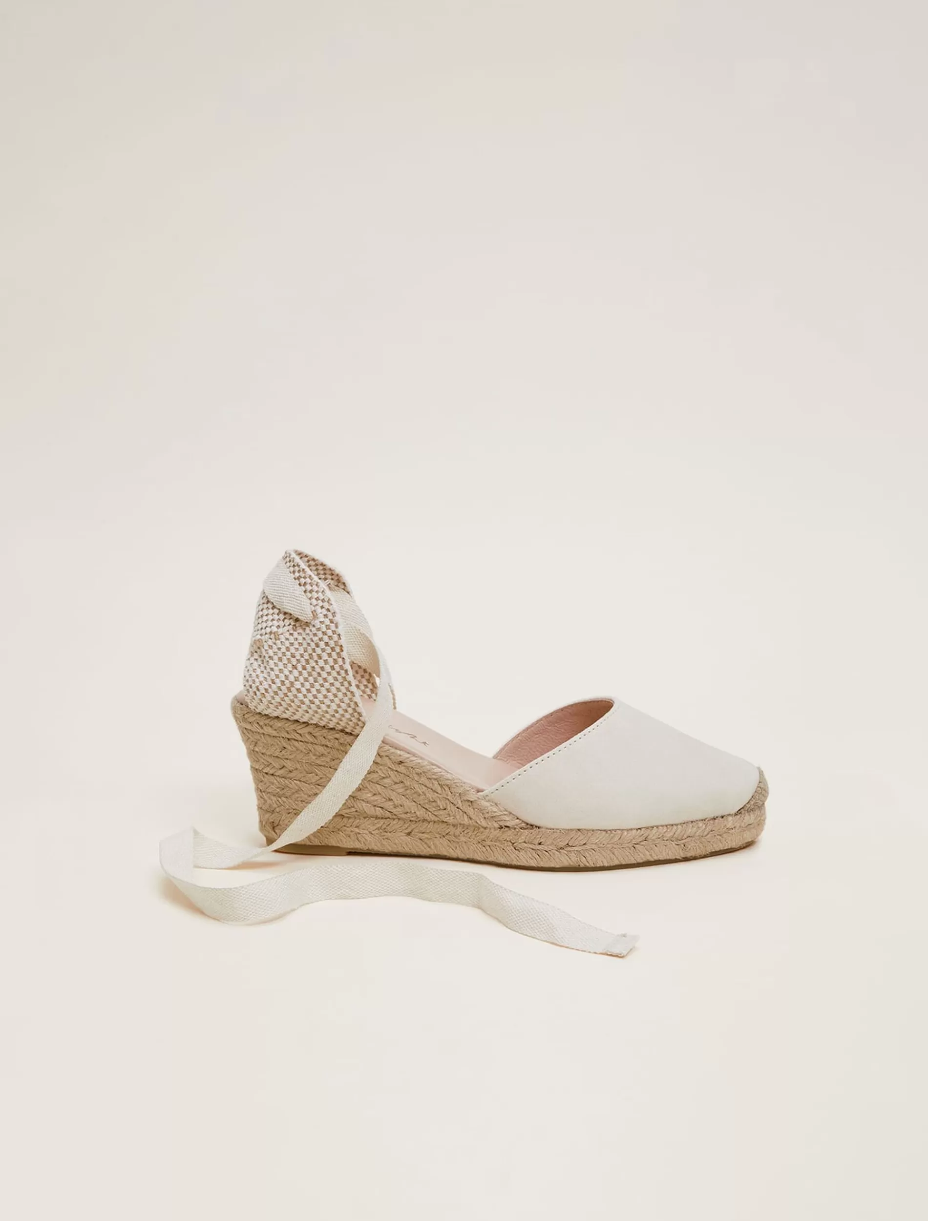 Phase Eight Suede Ankle Tie Espadrille Shoe Ivory Shop