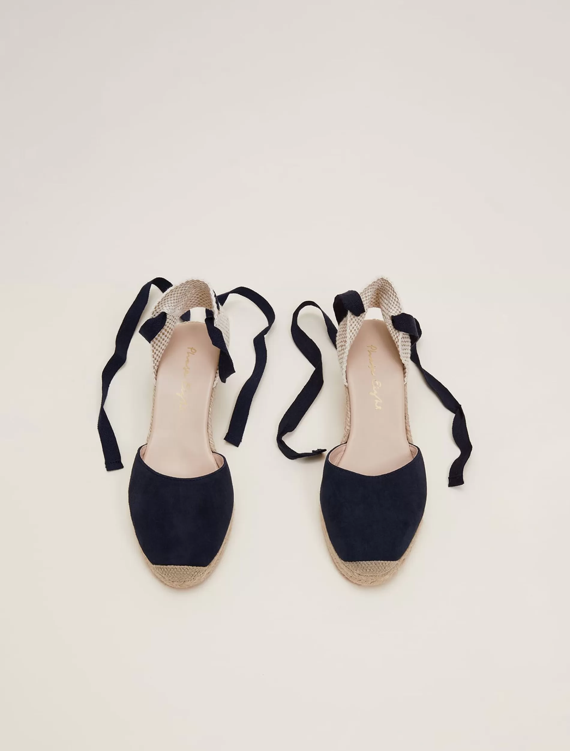Phase Eight Suede Ankle Tie Espadrille Shoe Navy Online