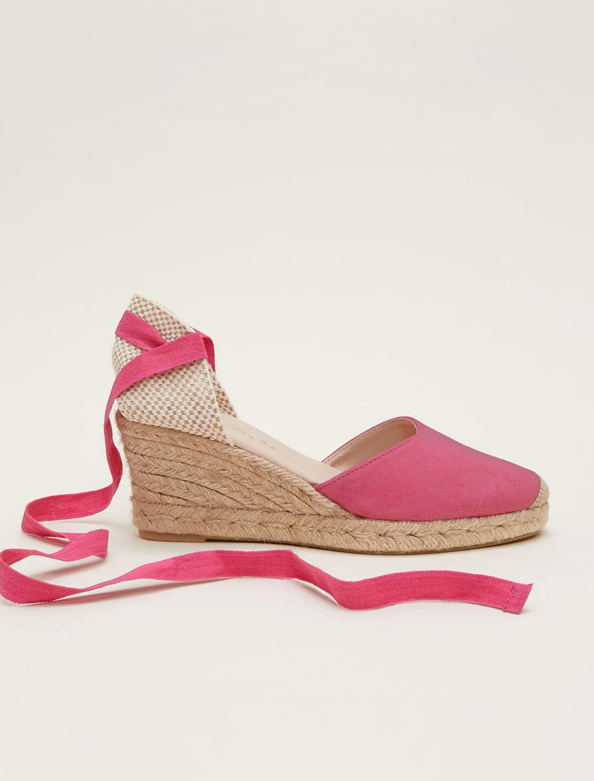 Phase Eight Suede Ankle Tie Espadrille Shoes Bright Pink Online