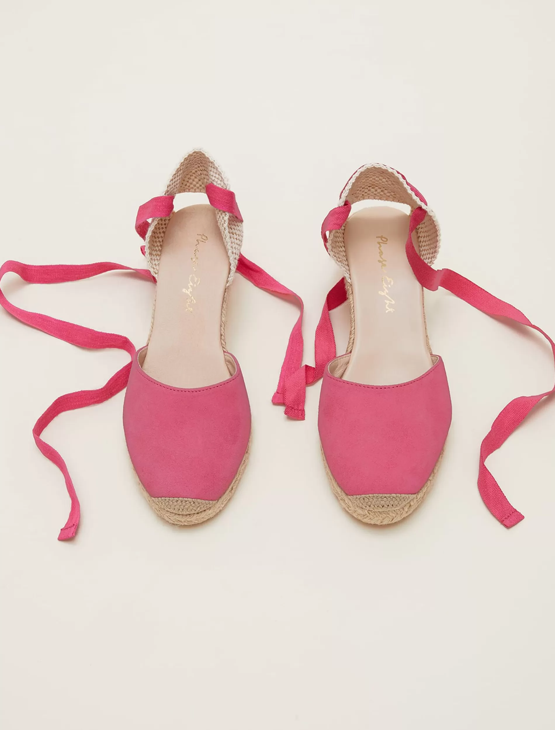 Phase Eight Suede Ankle Tie Espadrille Shoes Bright Pink Online