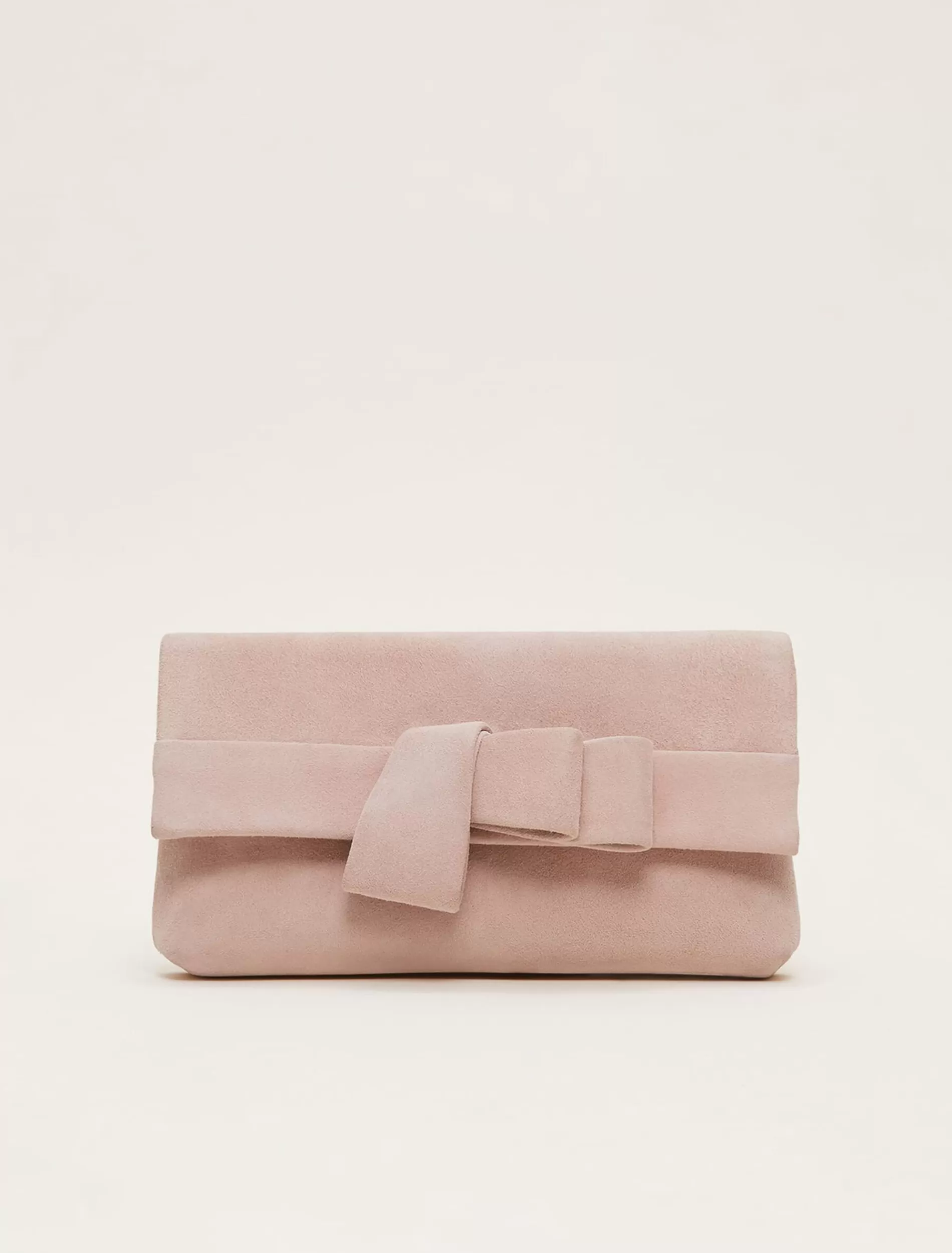 Phase Eight Suede Bow Front Clutch Cameo Outlet