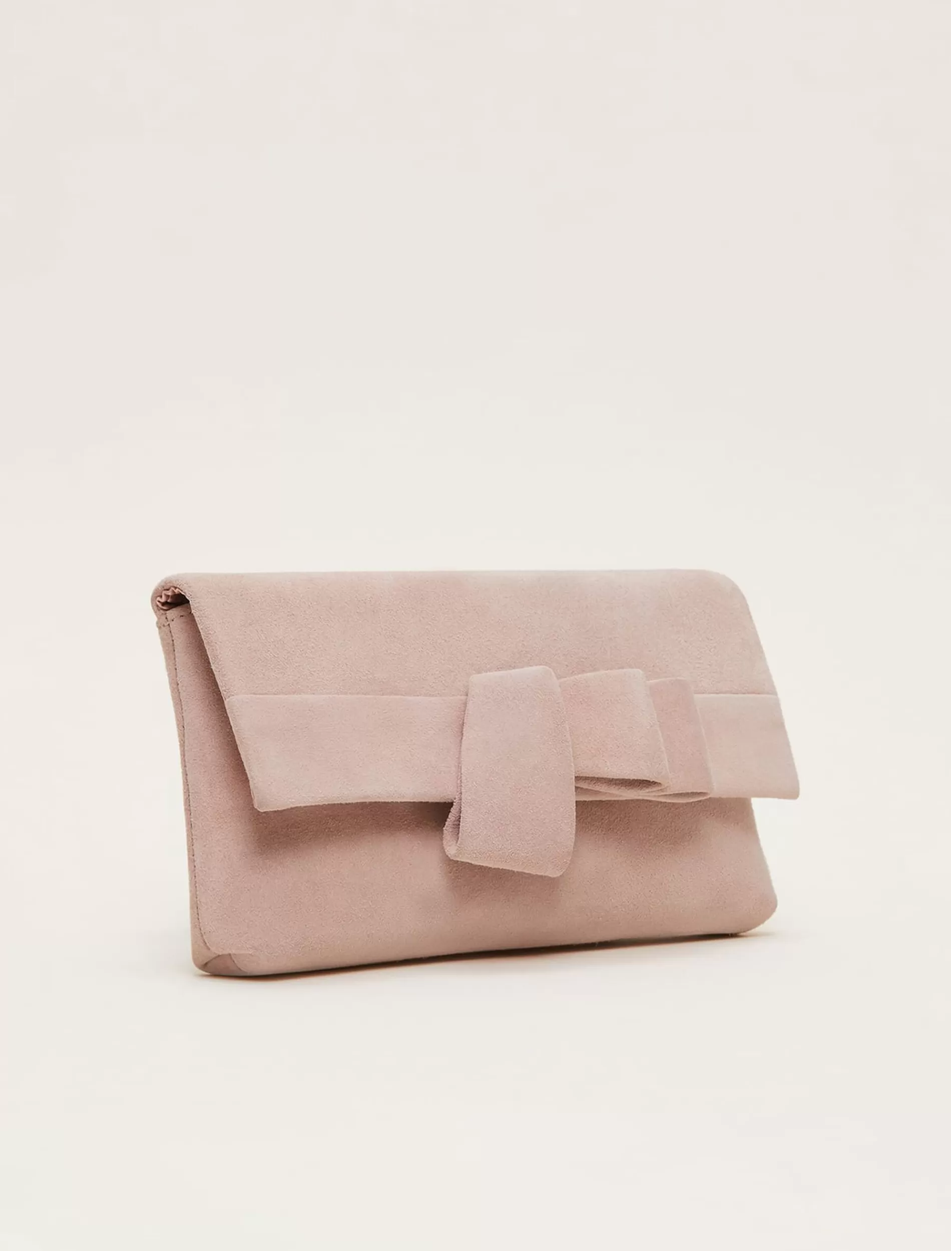 Phase Eight Suede Bow Front Clutch Cameo Outlet