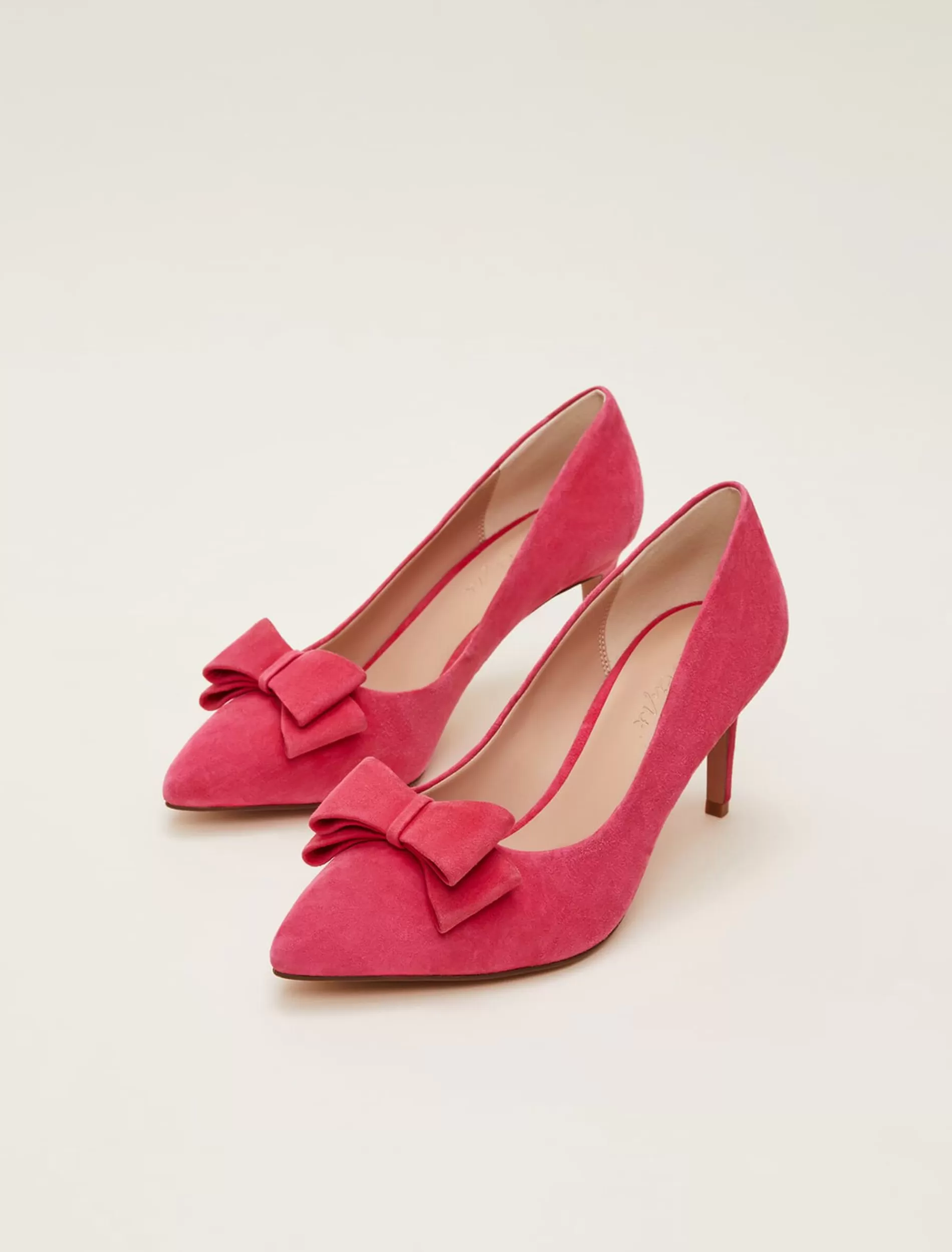 Phase Eight Suede Bow Front Court Shoes Raspberry Hot