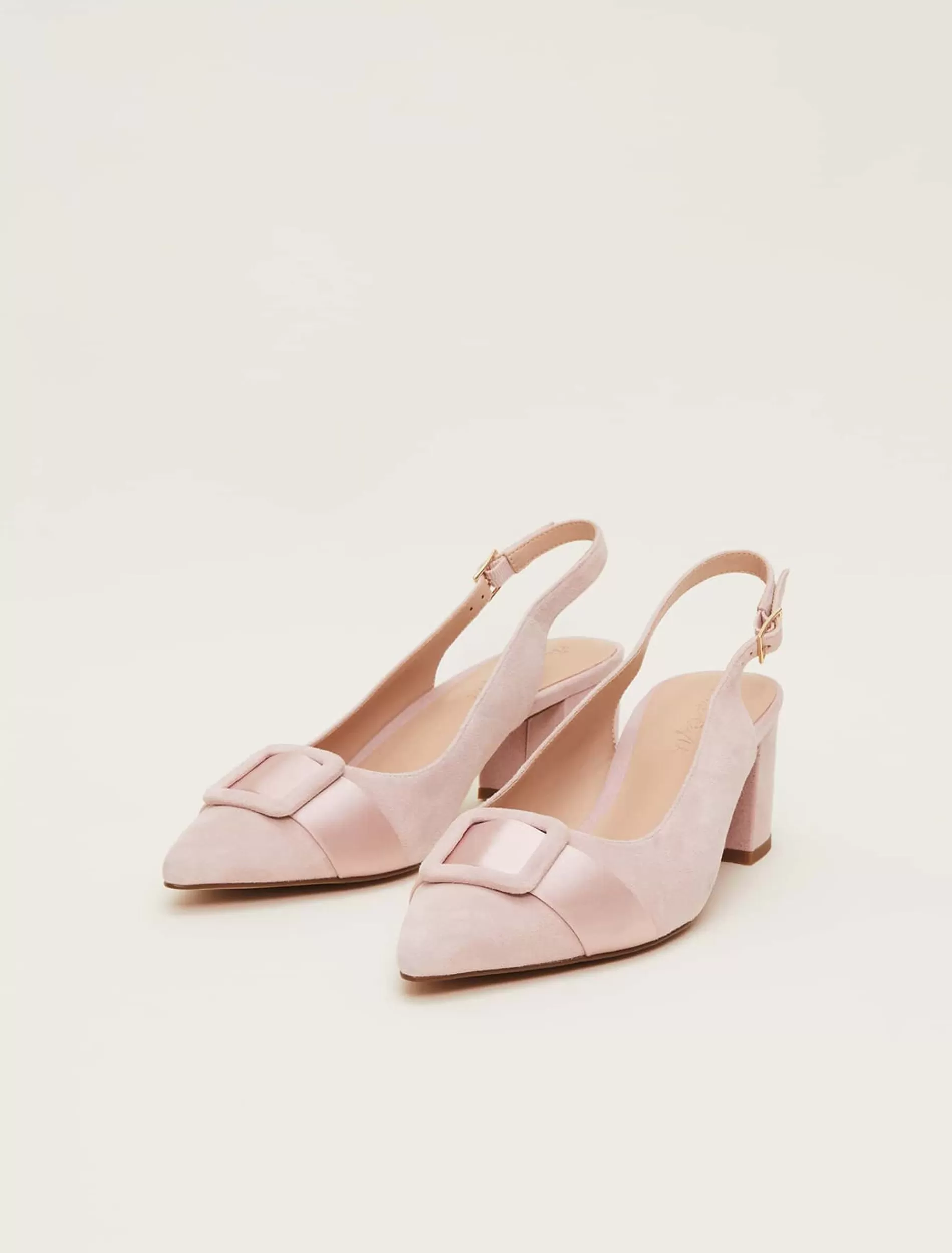 Phase Eight Suede Buckle Block Heel Shoe Antique Rose Hot