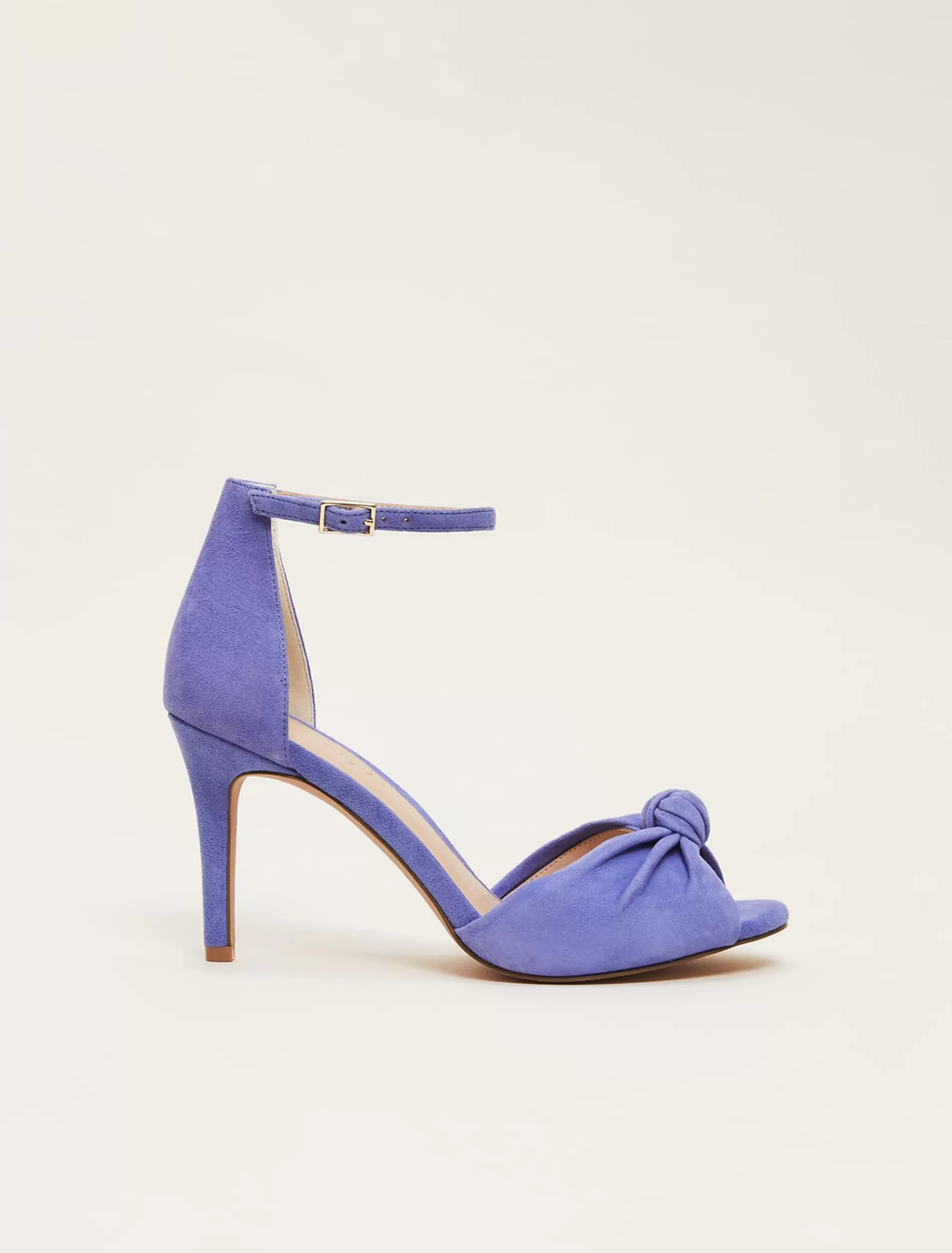Phase Eight Suede Knot Front Heeled Sandal Foxglove Blue Fashion
