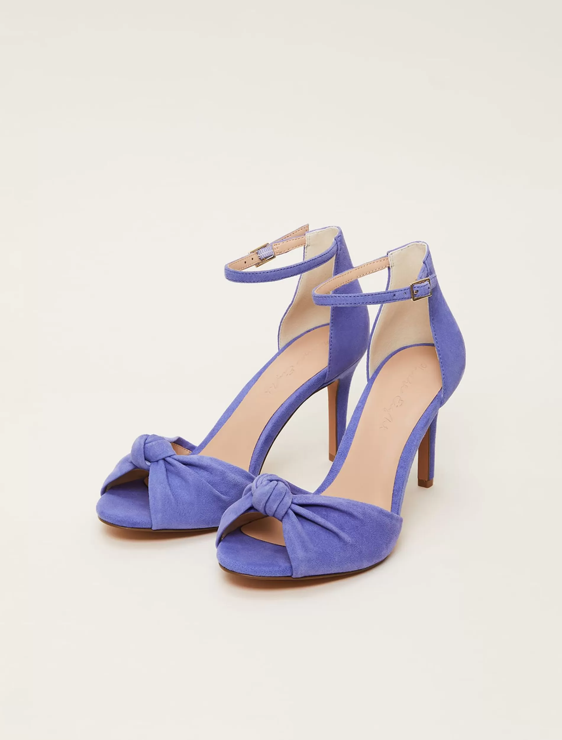 Phase Eight Suede Knot Front Heeled Sandal Foxglove Blue Fashion