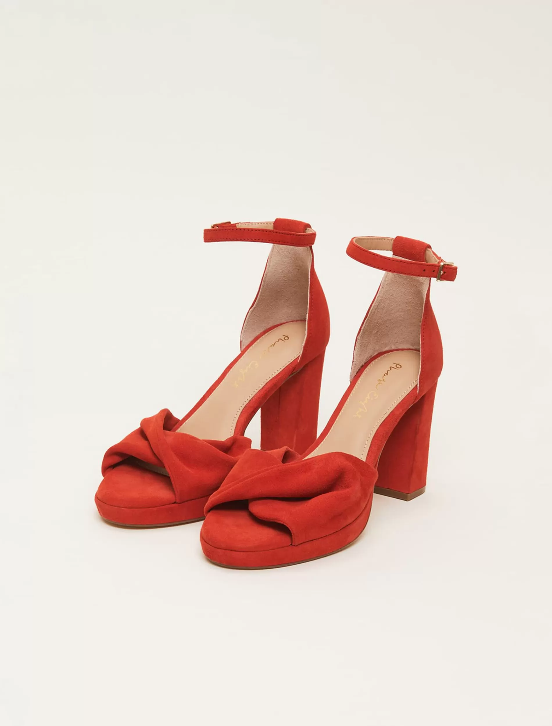 Phase Eight Suede Open Toe Heels Red Cheap
