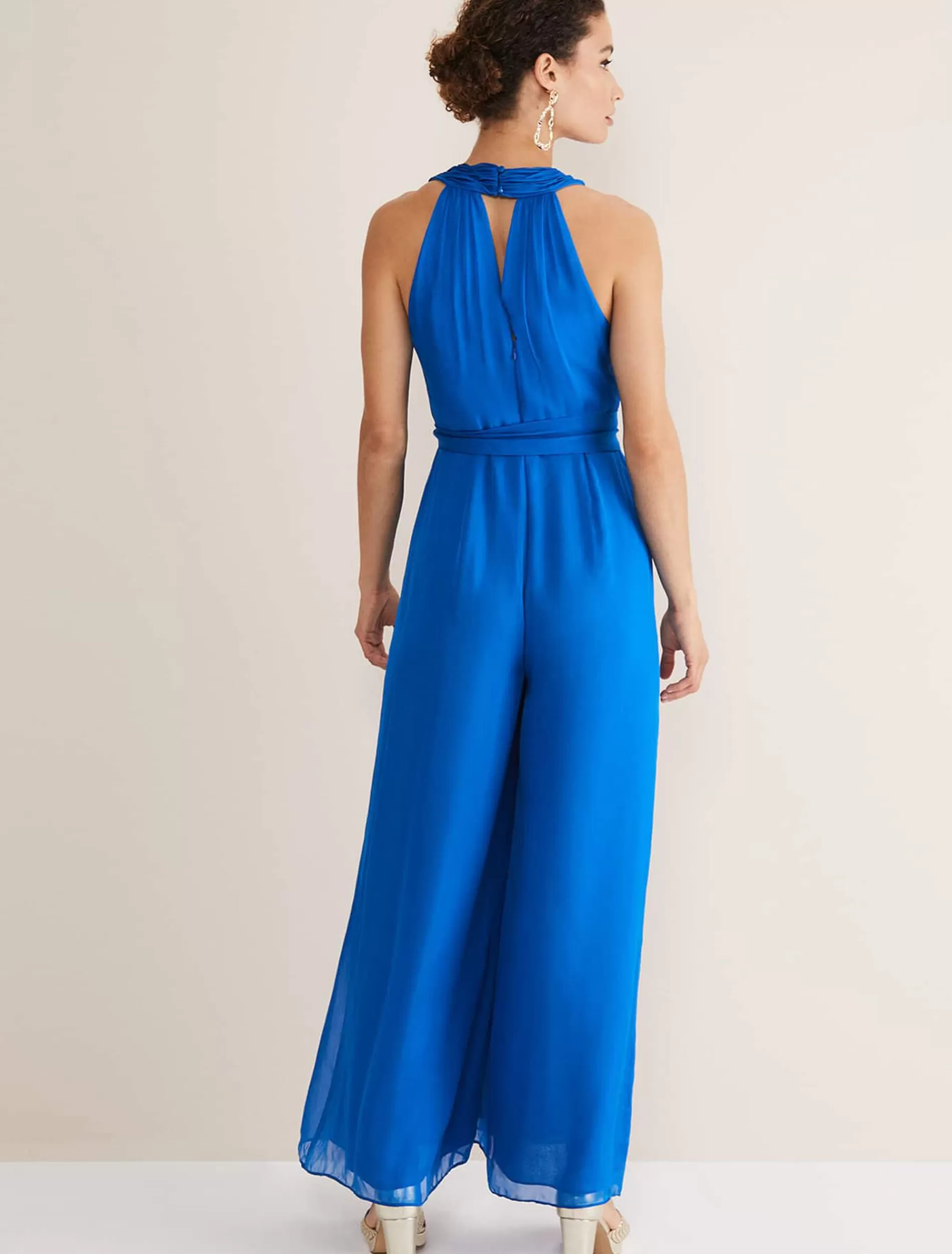 Phase Eight Susanna Silk Jumpsuit Blue Cheap