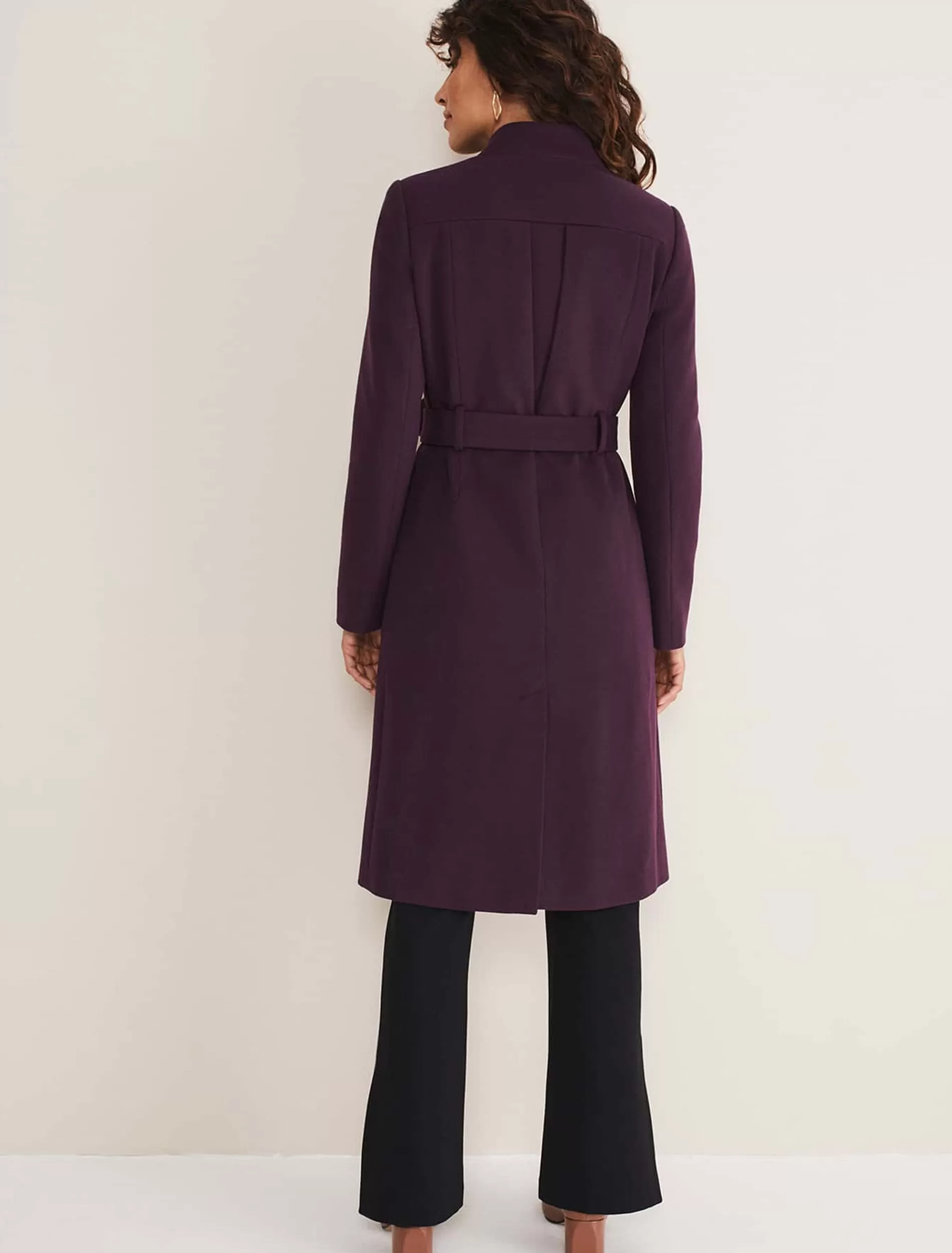 Phase Eight Susie Collarless Wrap Coat Plum Store