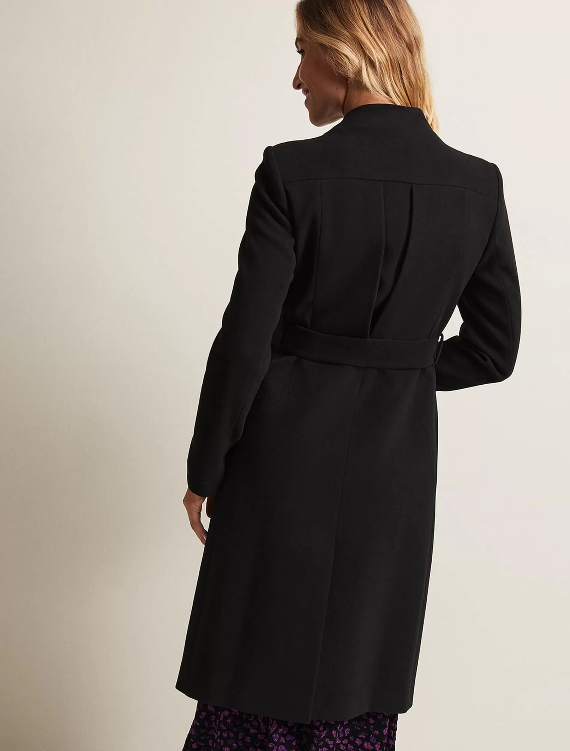 Phase Eight Susie Collarless Wrap Coat Black Shop