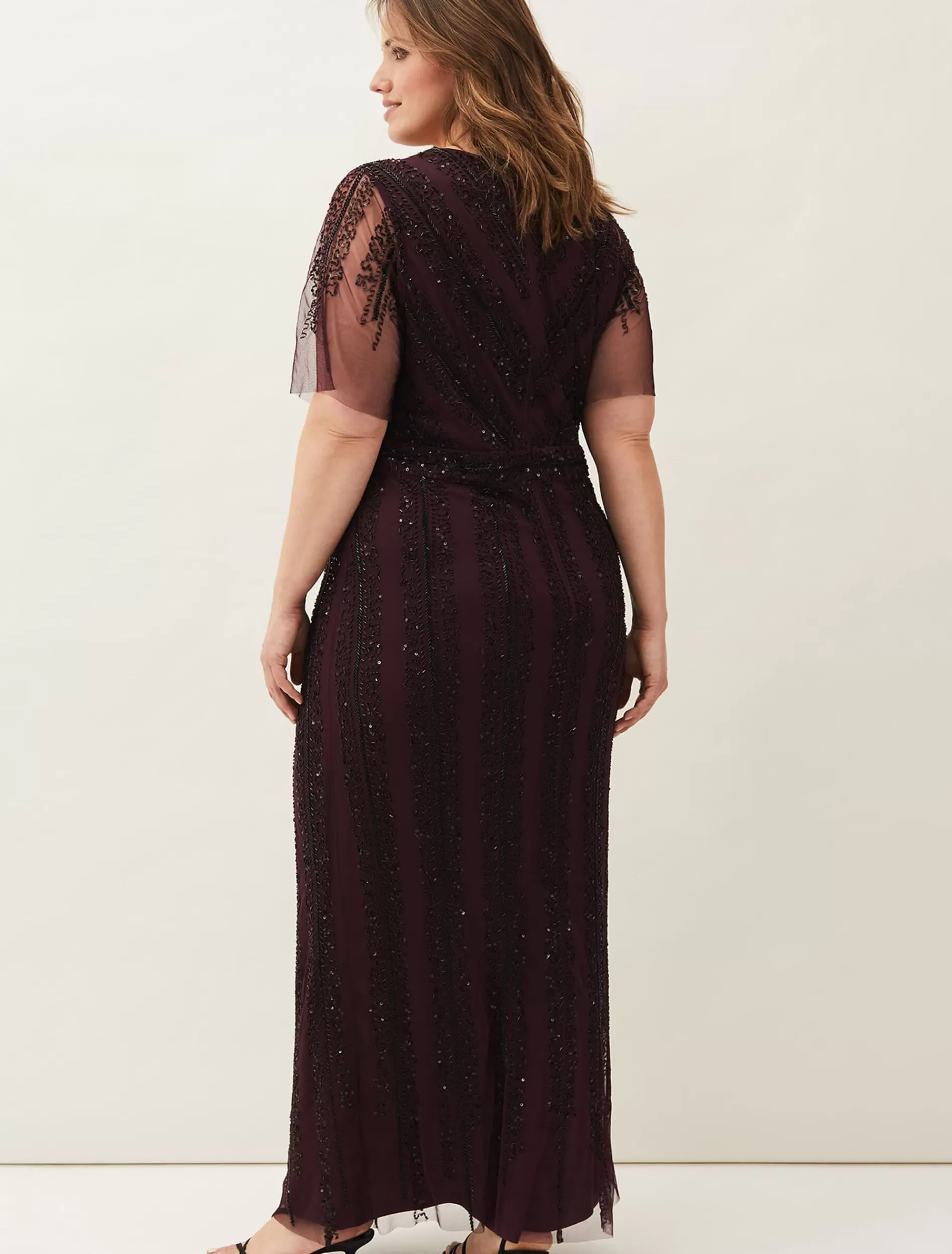 Phase Eight Suzie Beaded Maxi Dress Merlot/Black Best