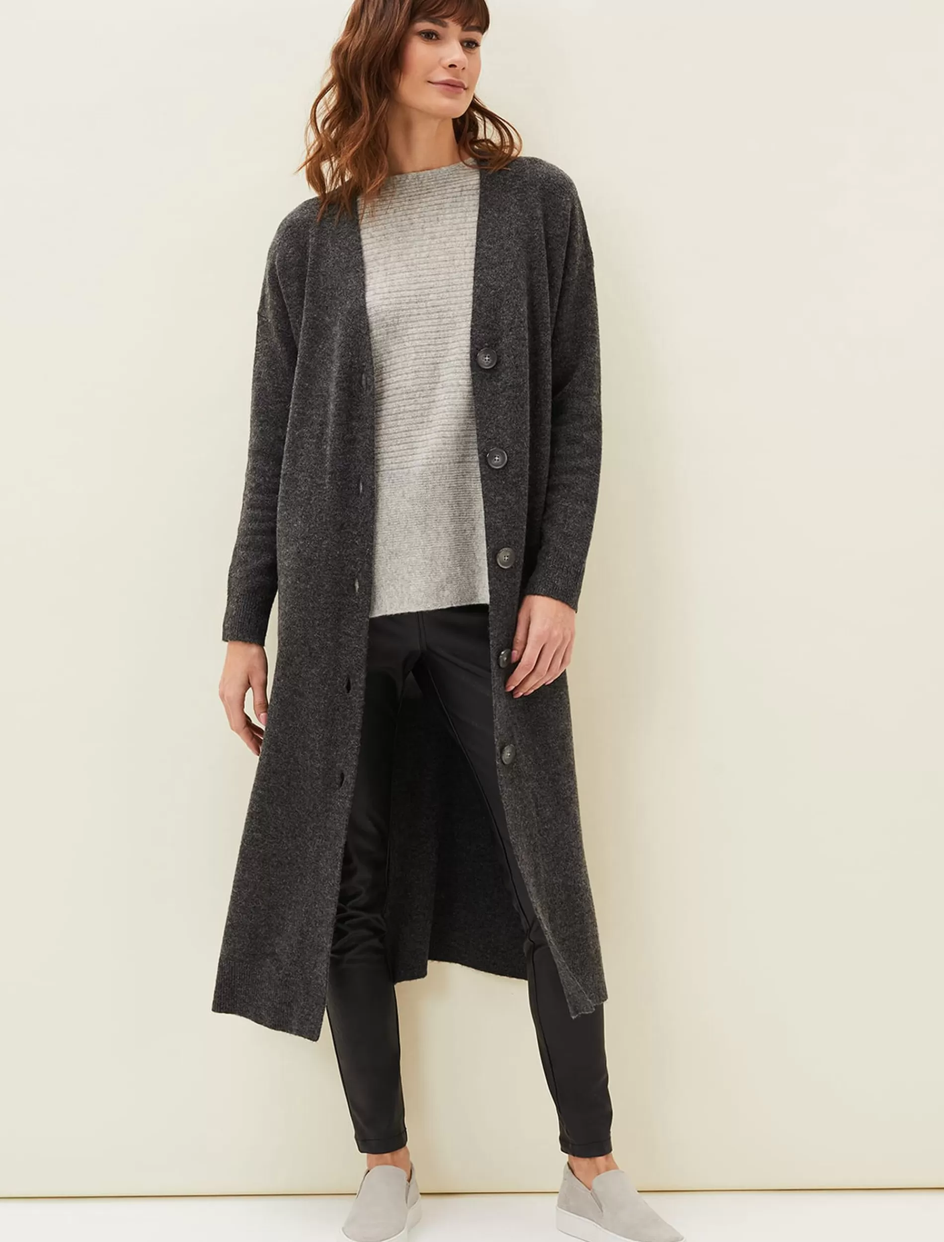 Phase Eight Sybille Maxi Cardigan Charcoal New