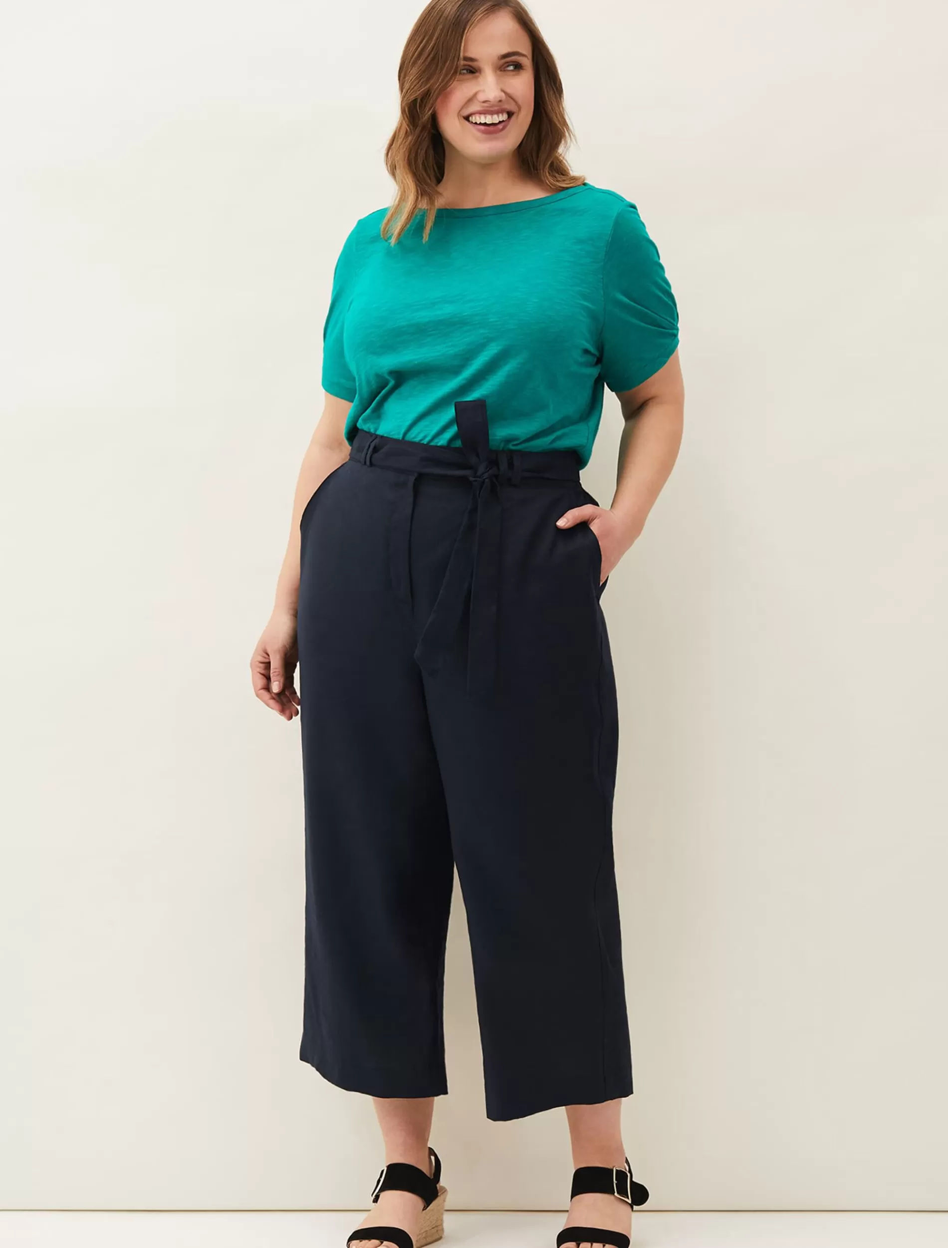Phase Eight Sydney Linen Culottes Black New