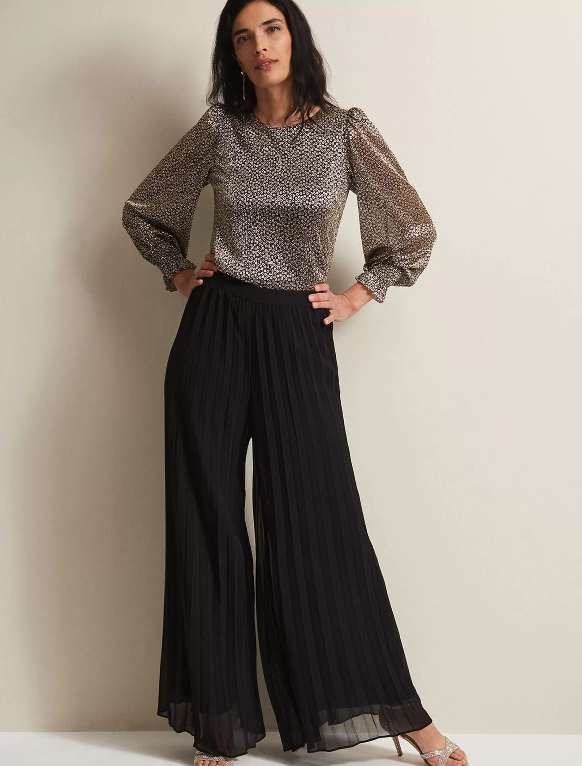 Phase Eight Sylvie Pleat Wide Leg Trousers Black Best Sale