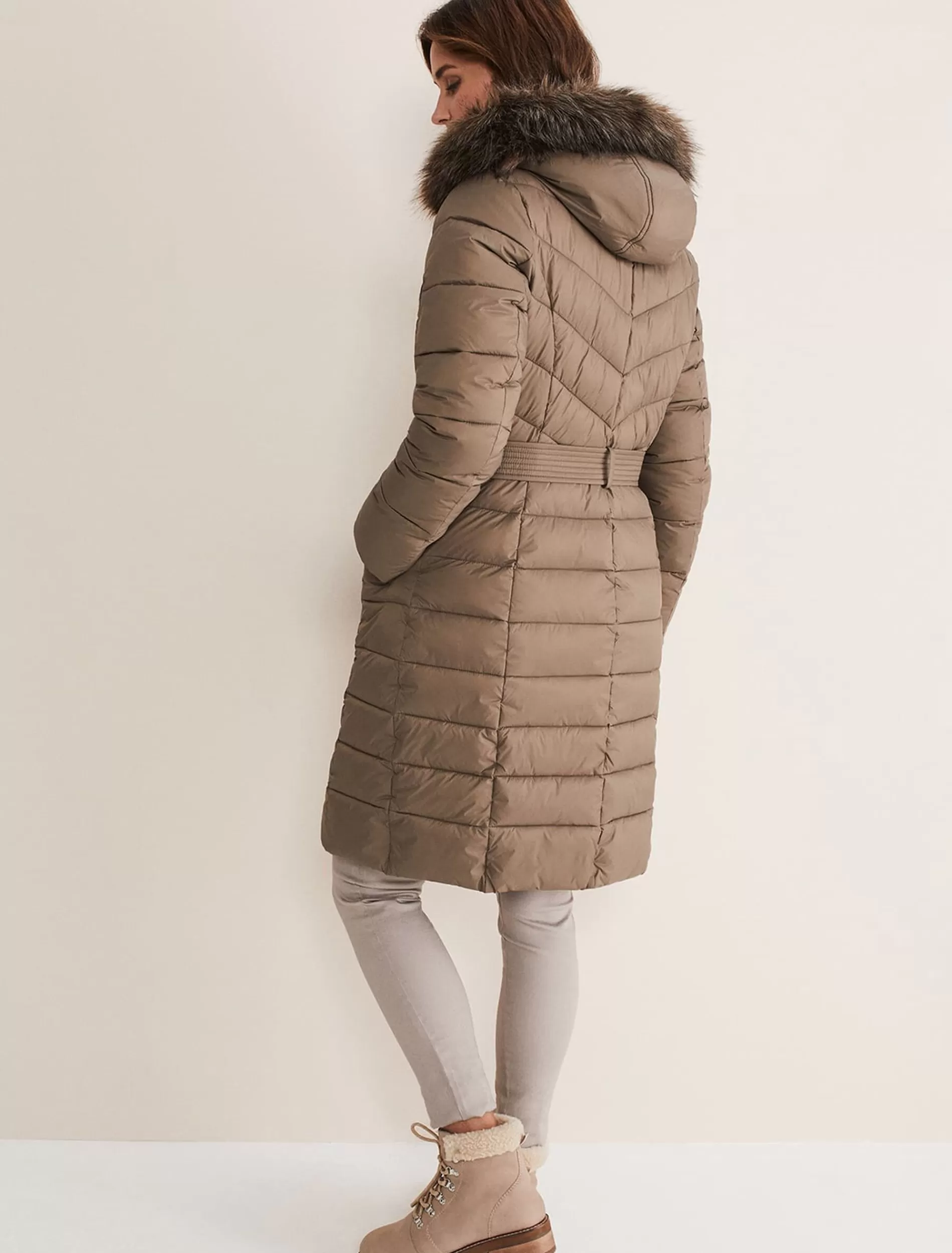 Phase Eight Synthia High Shine Midi Puffer Stone Store
