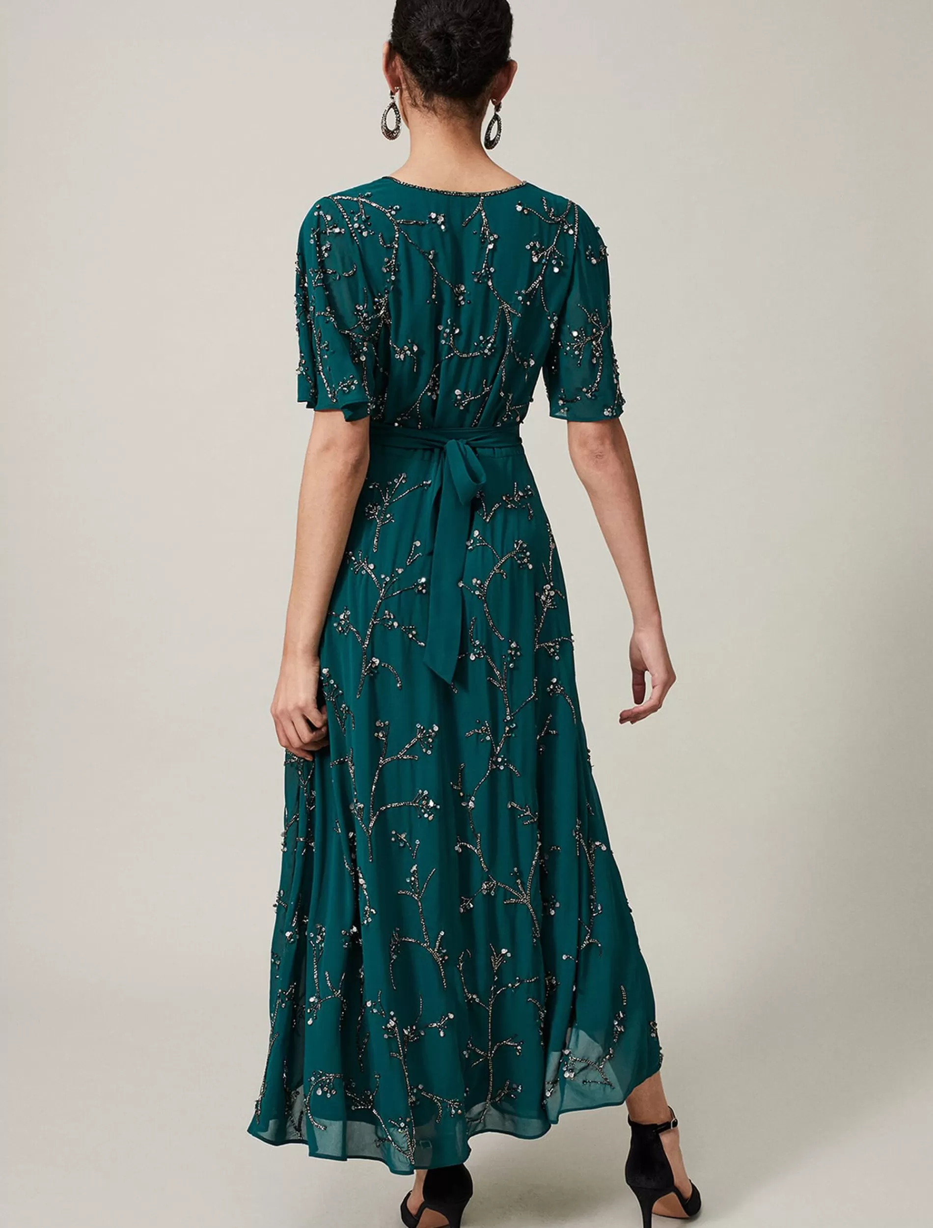 Phase Eight Talia Beaded Midaxi Dress Emerald New