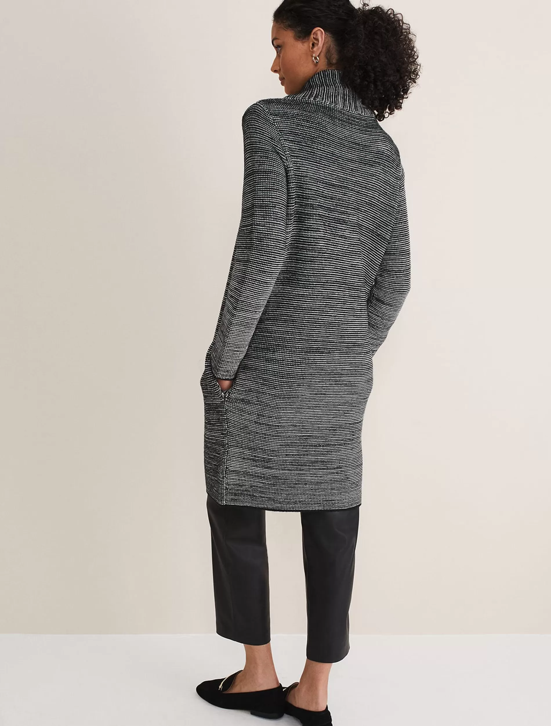 Phase Eight Talia Tweed Knit Coat Grey/Black Hot