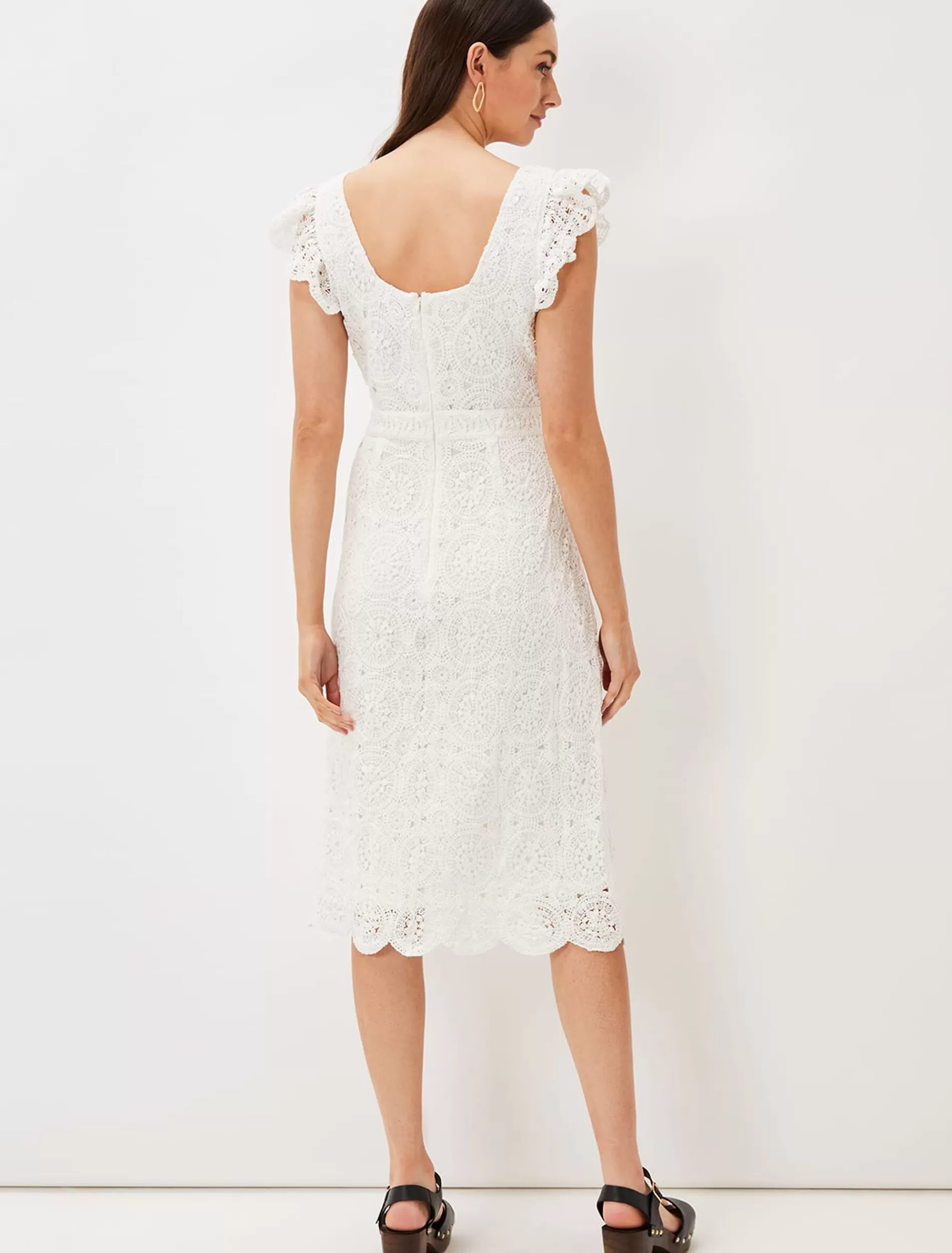 Phase Eight Tamari Crochet Knit Dress Ivory Discount
