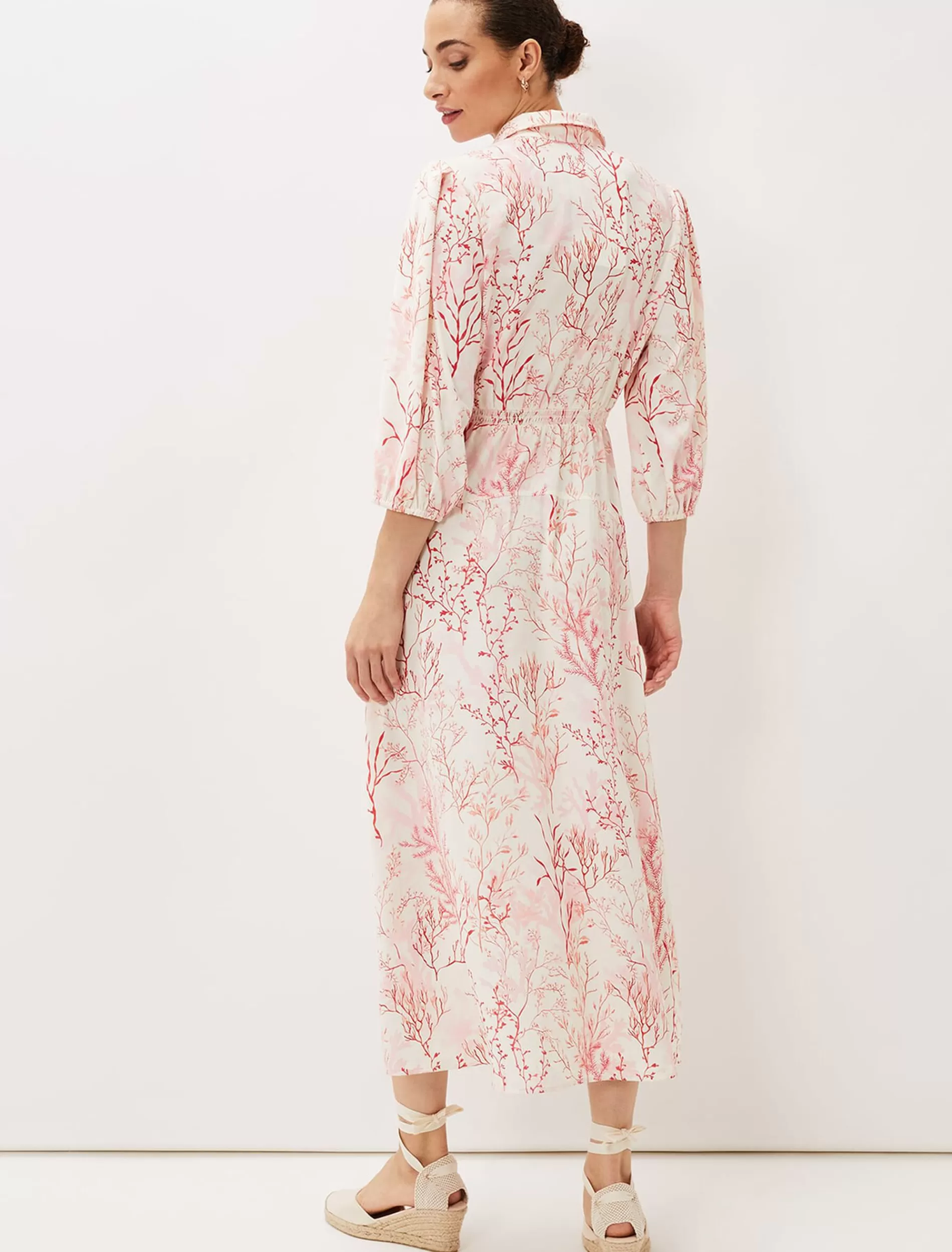 Phase Eight Tana Coral Printed Midi Dress Ivory/Red Flash Sale