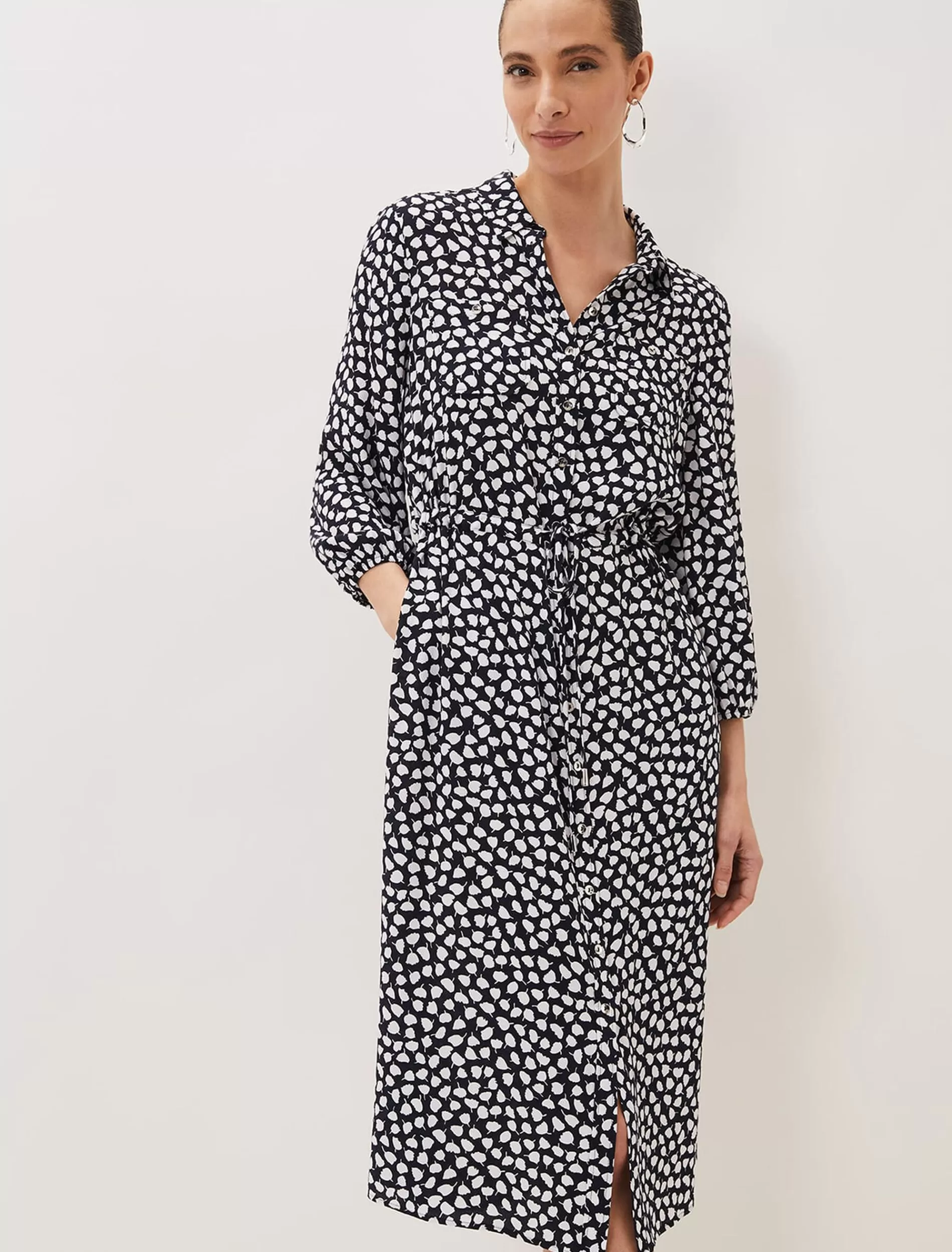 Phase Eight Tana Leaf Midi Dress Navy/Ivory Online