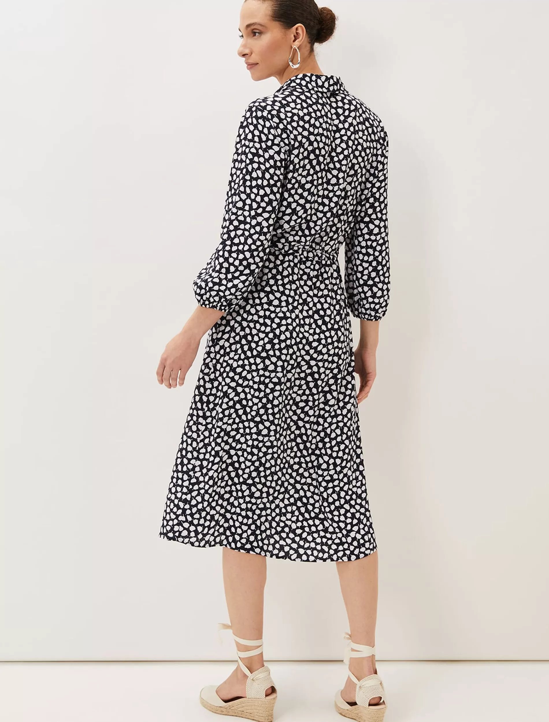 Phase Eight Tana Leaf Midi Dress Navy/Ivory Online