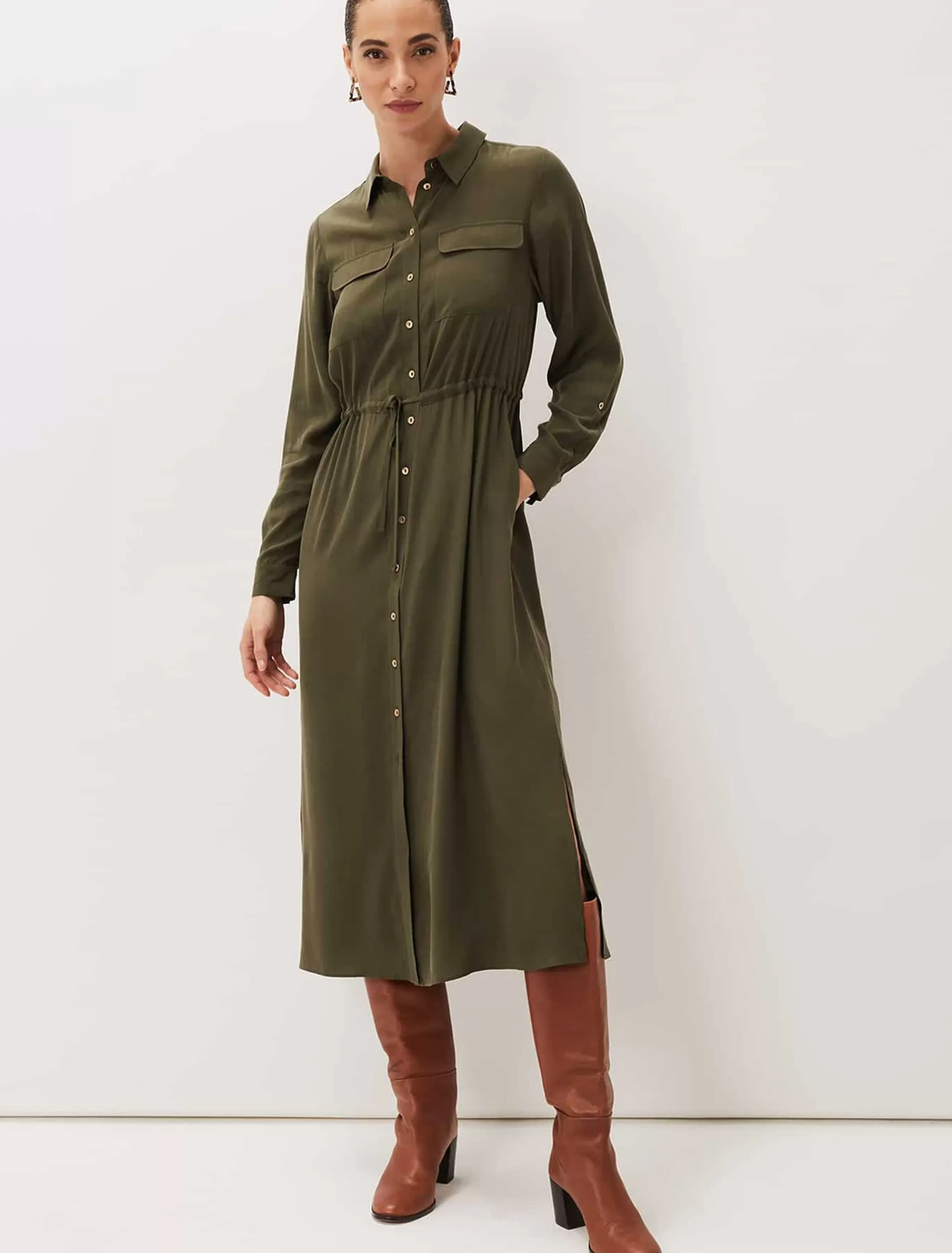 Phase Eight Tana Midi Dress Khaki Cheap