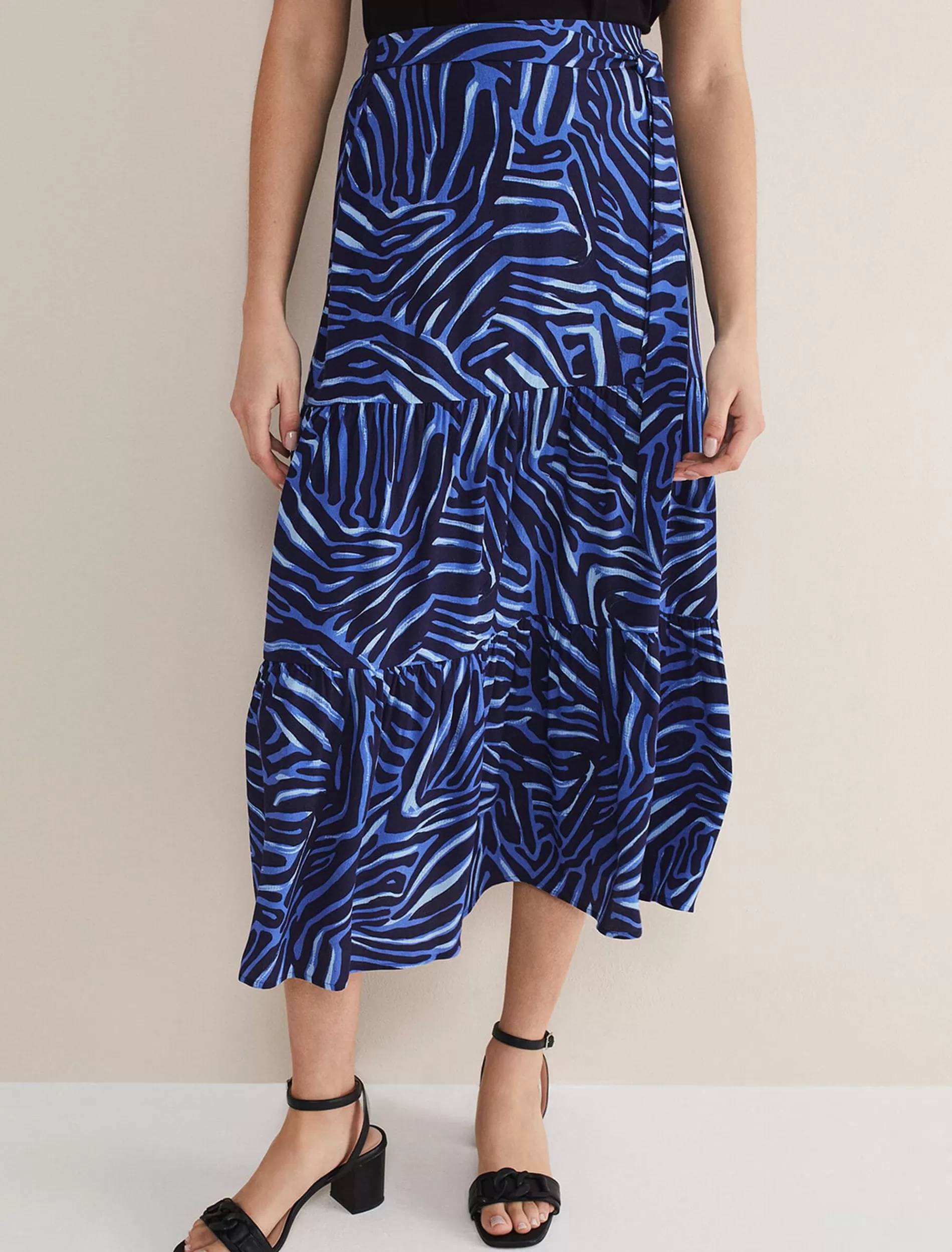 Phase Eight Tana Zebra Skirt Blue Multi Online