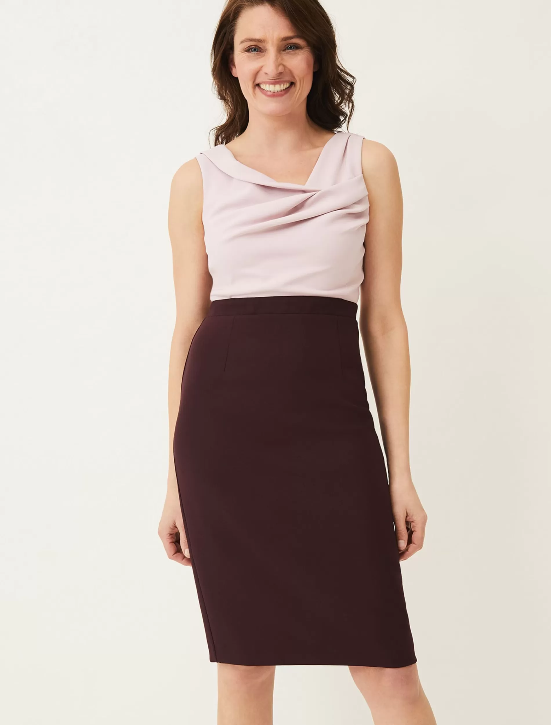 Phase Eight Tandi Contrast Bodice Dress Antique Rose/Wine Online