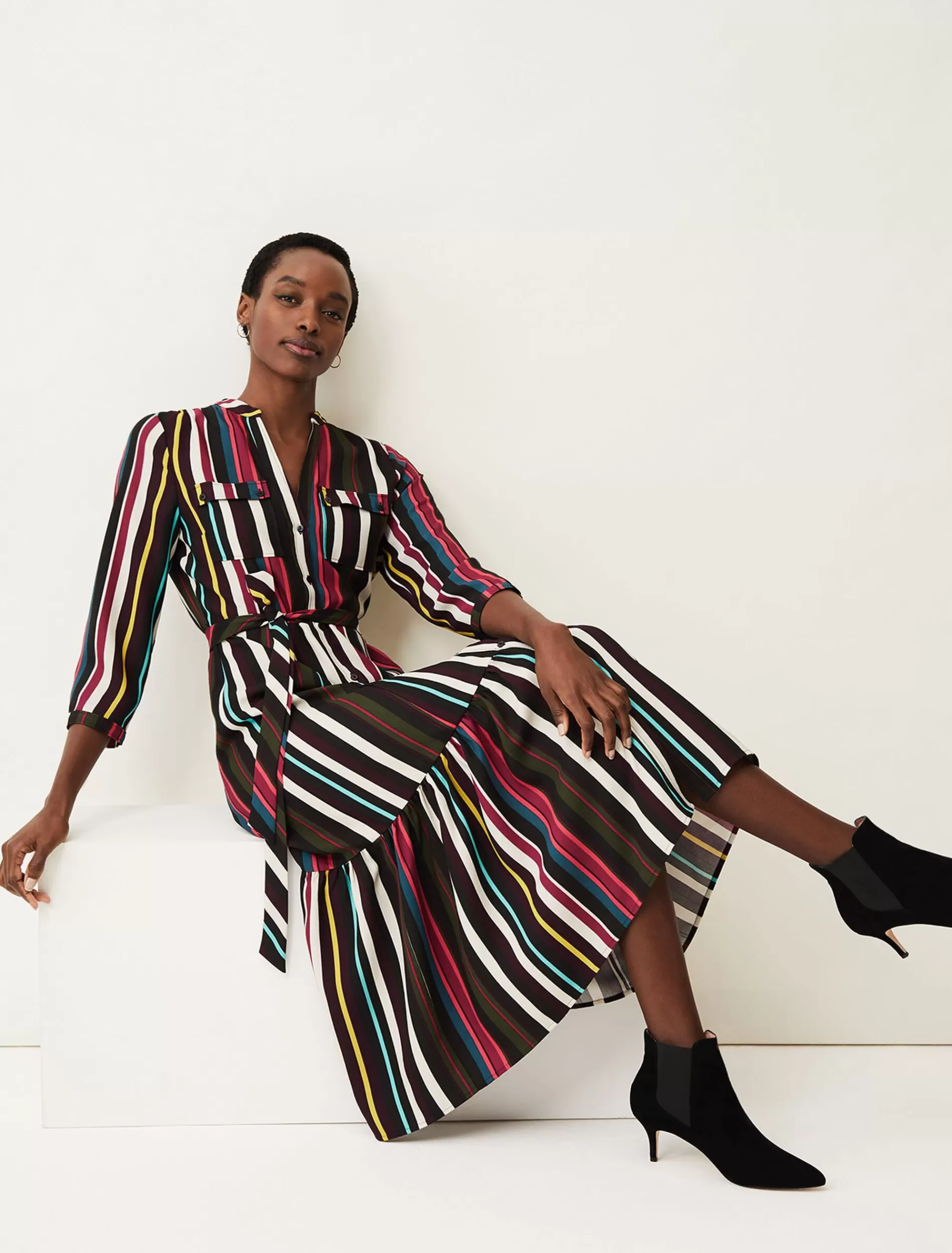 Phase Eight Tania Stripe Shirt Dress Multi-Coloured Fashion