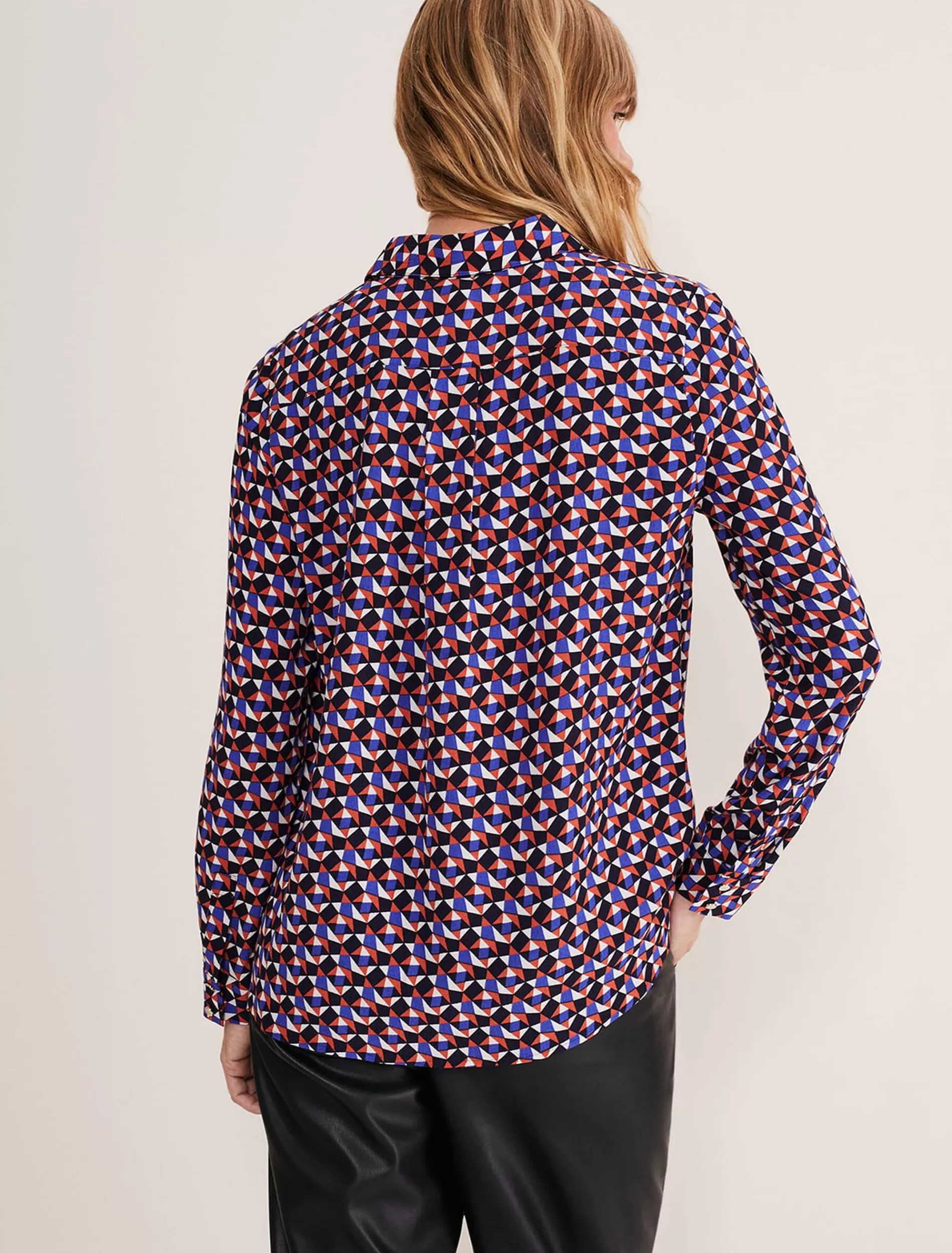 Phase Eight Tanjina Geo Shirt Orange/Blue Discount