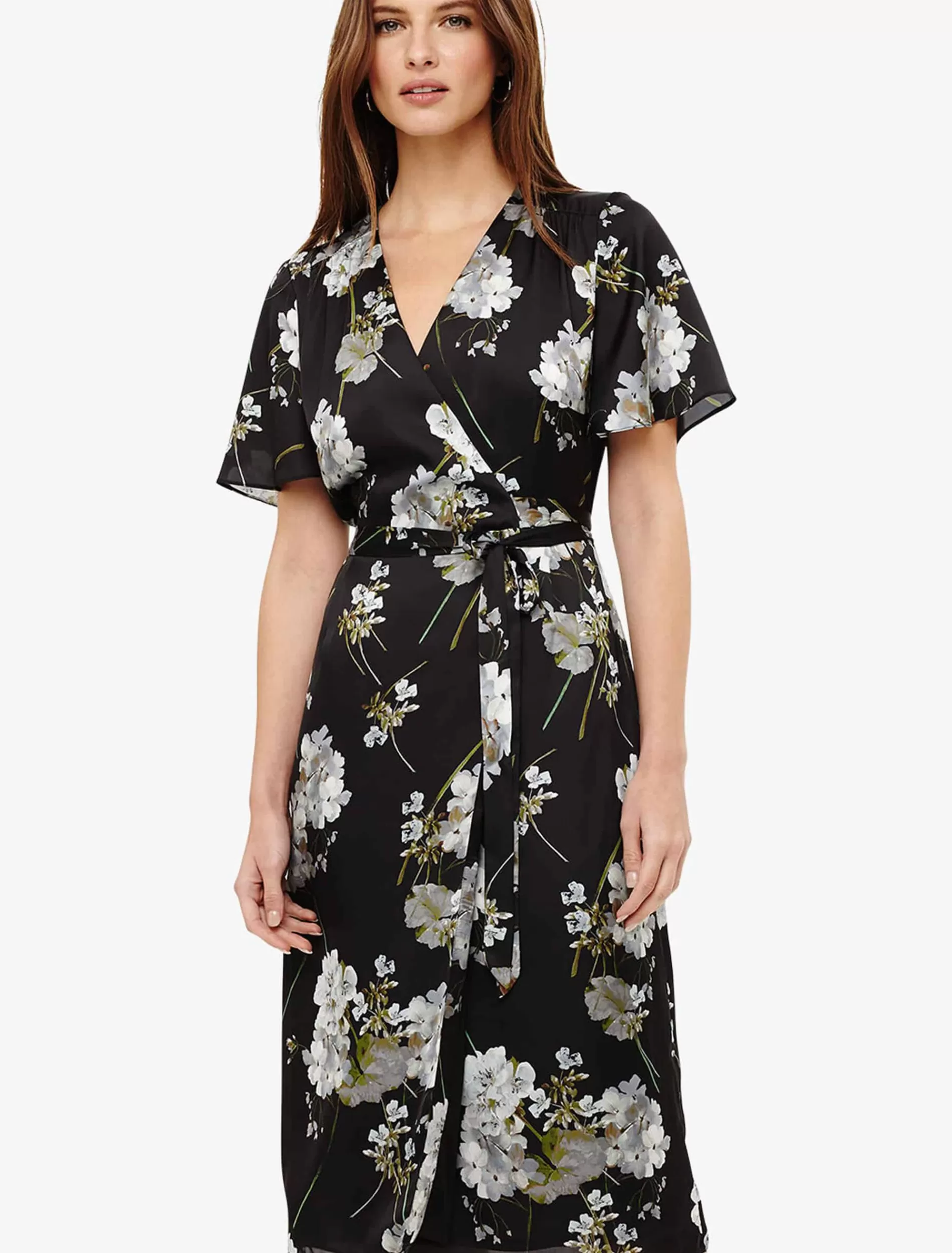 Phase Eight Tasha Floral Wrap Dress Black New