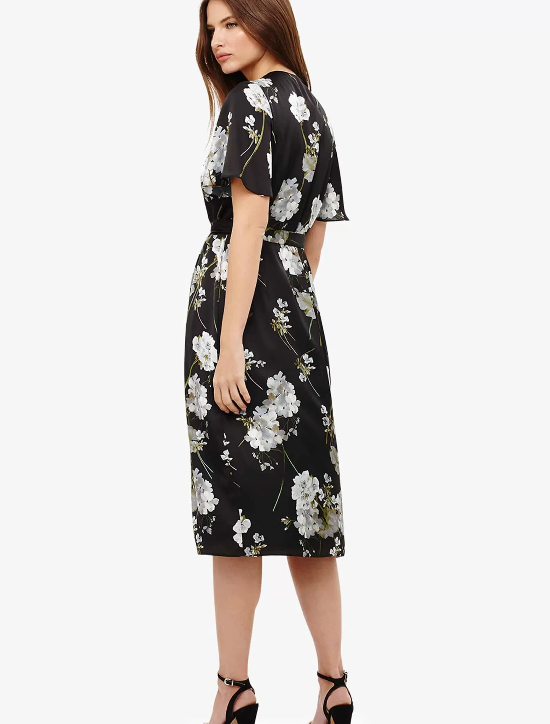 Phase Eight Tasha Floral Wrap Dress Black New