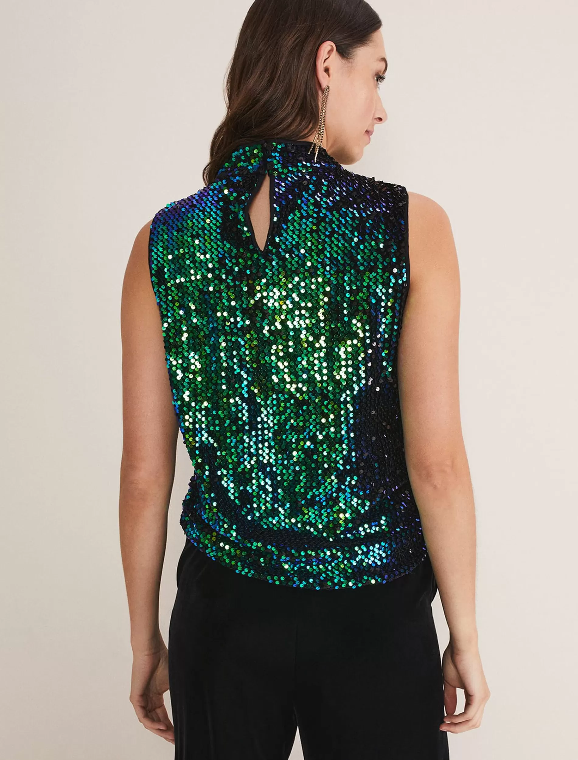 Phase Eight Tasha Sequin Sleeveless Top Green Discount