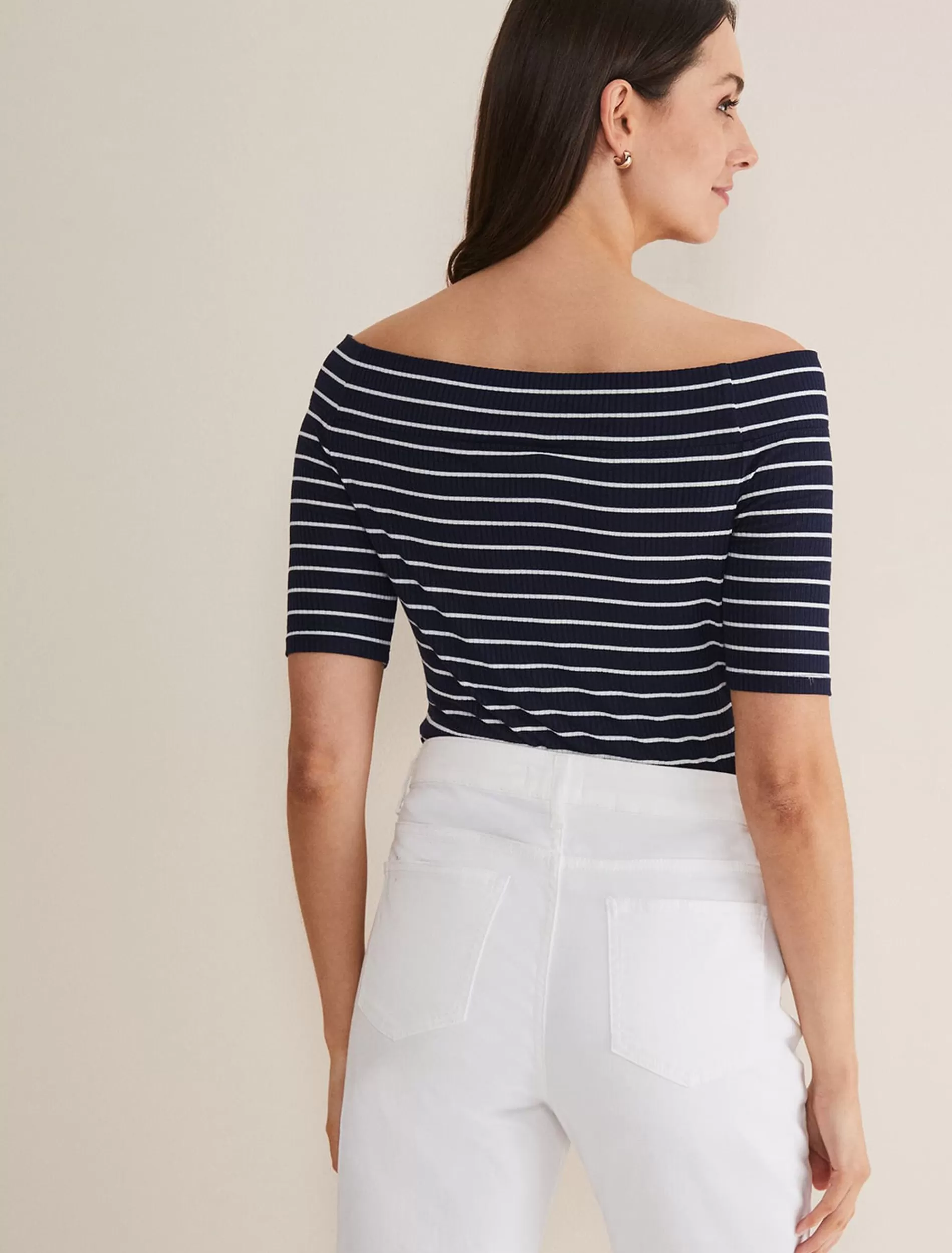 Phase Eight Taylah Striped Bandeau Top Navy/Ivory Cheap