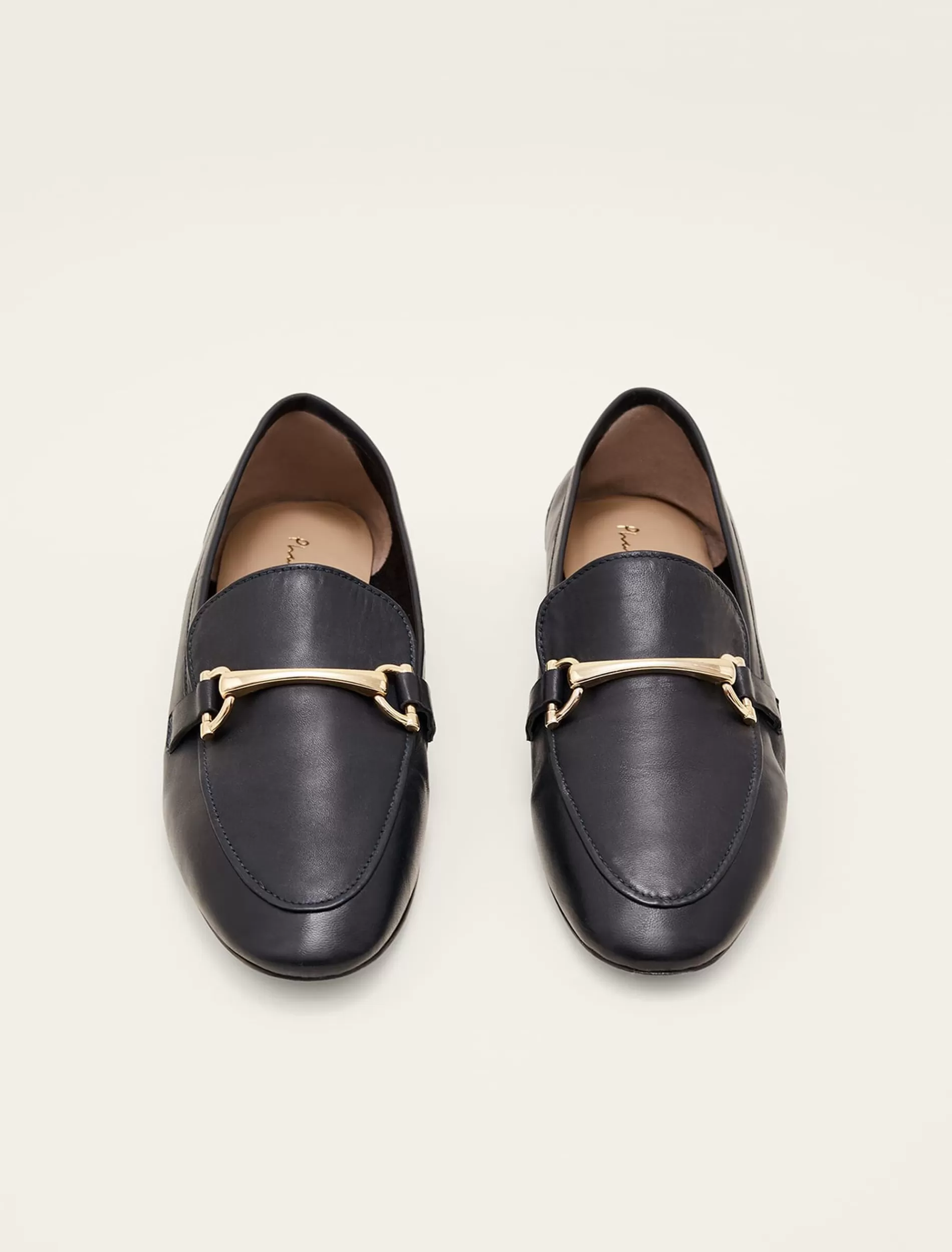 Phase Eight T-Bar Leather Loafers Navy Cheap