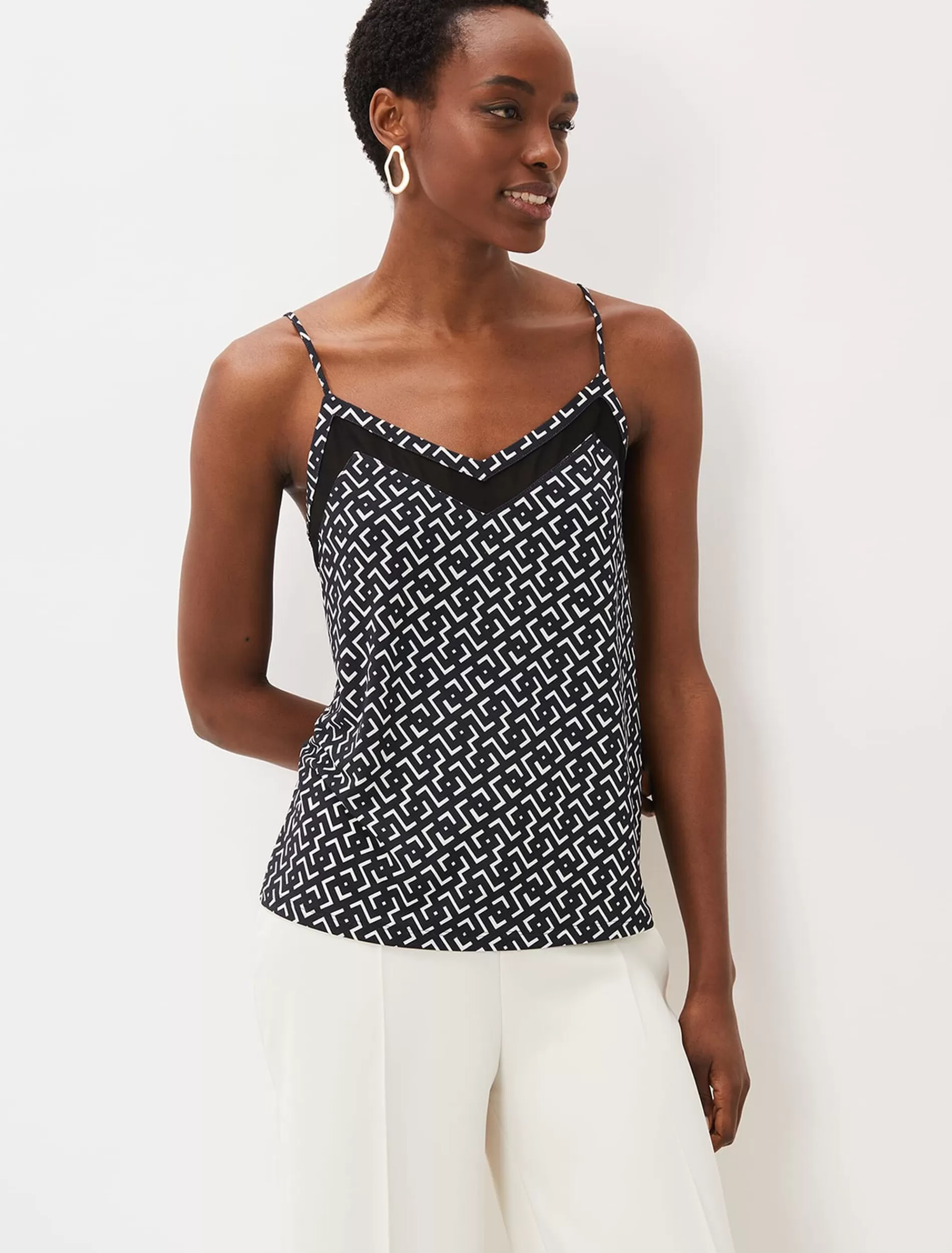 Phase Eight Teigan Jersey Chiffon Insert Camisole Black/Ivory Online