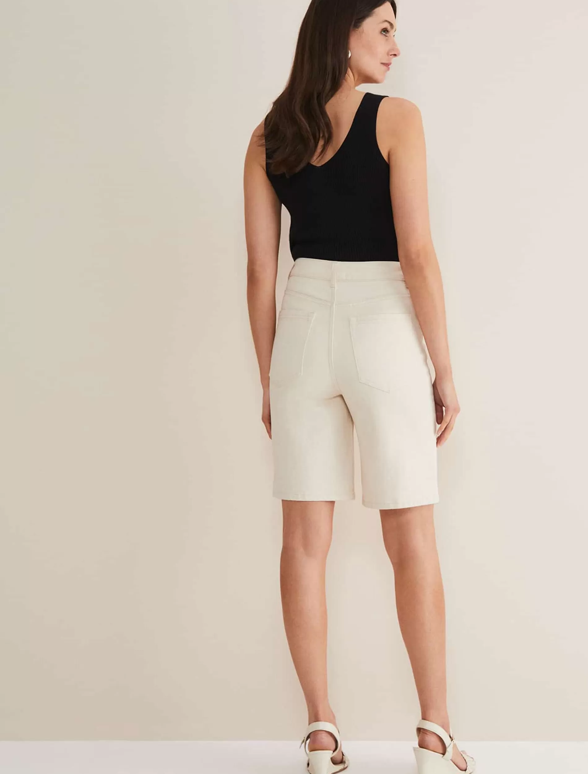 Phase Eight Telissa Denim Bermuda Shorts Neutral Discount