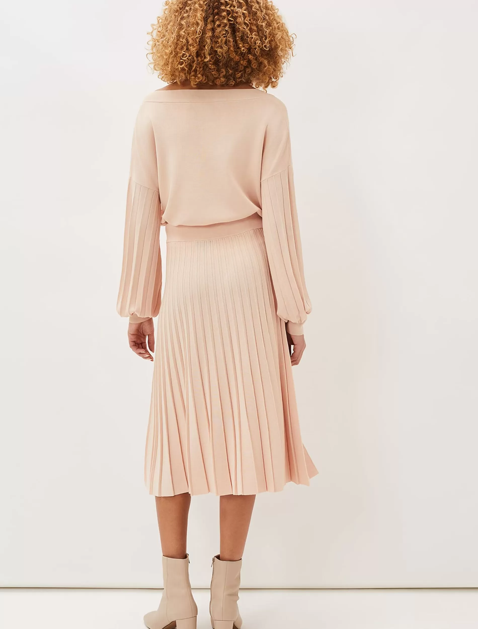 Phase Eight Teodora Pleat Knit Co-Ord Skirt Soft Pink Outlet