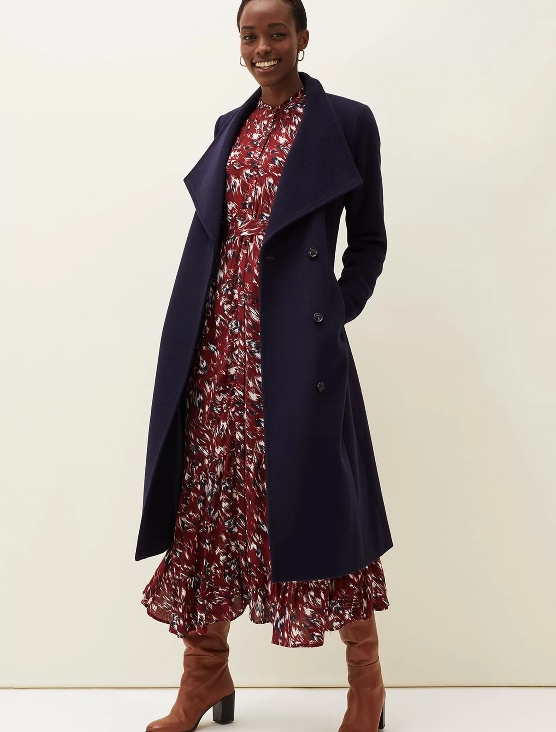 Phase Eight Thea Wool Trench Navy Cheap