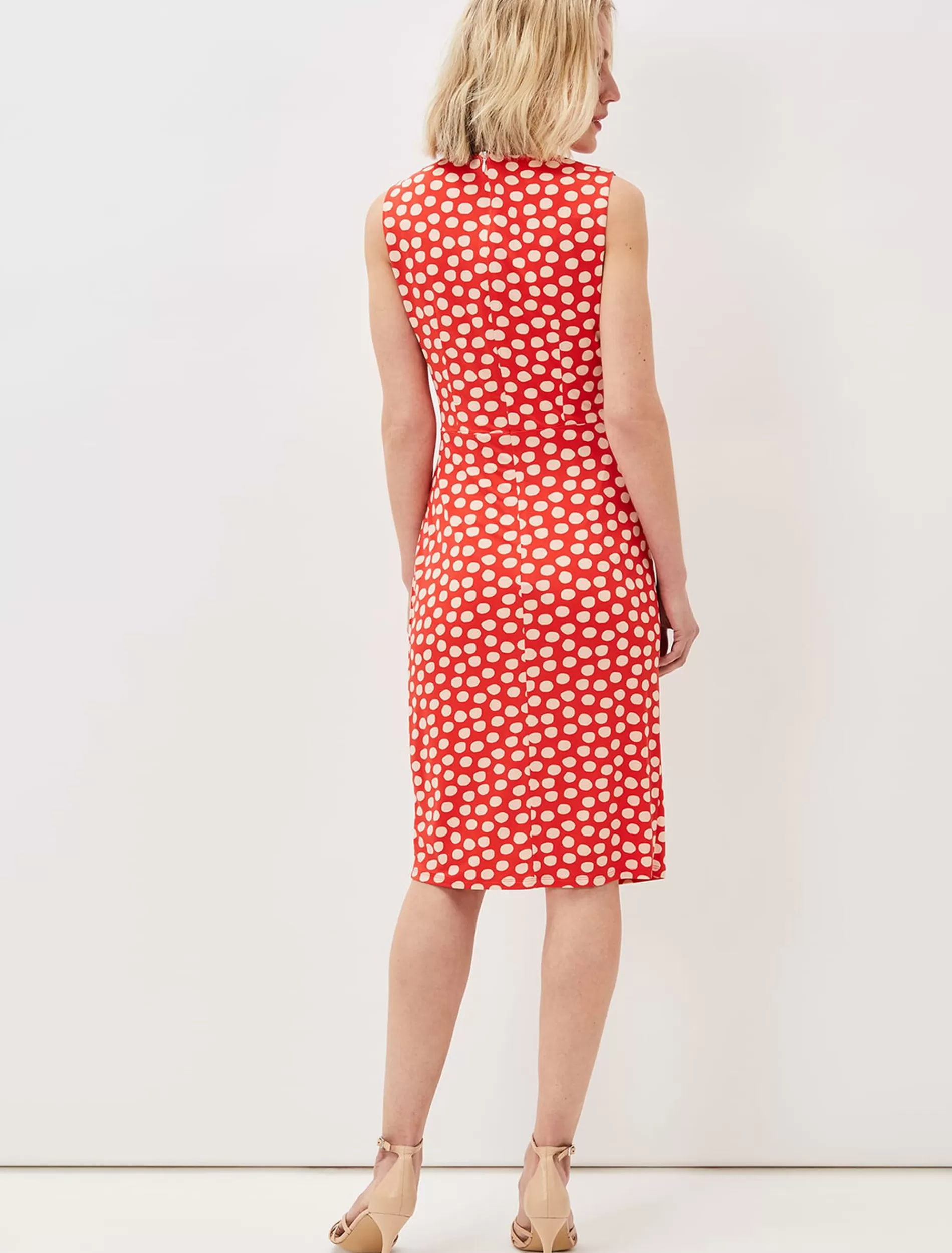 Phase Eight Tia Spot Midi Dress Orange/Cream Flash Sale
