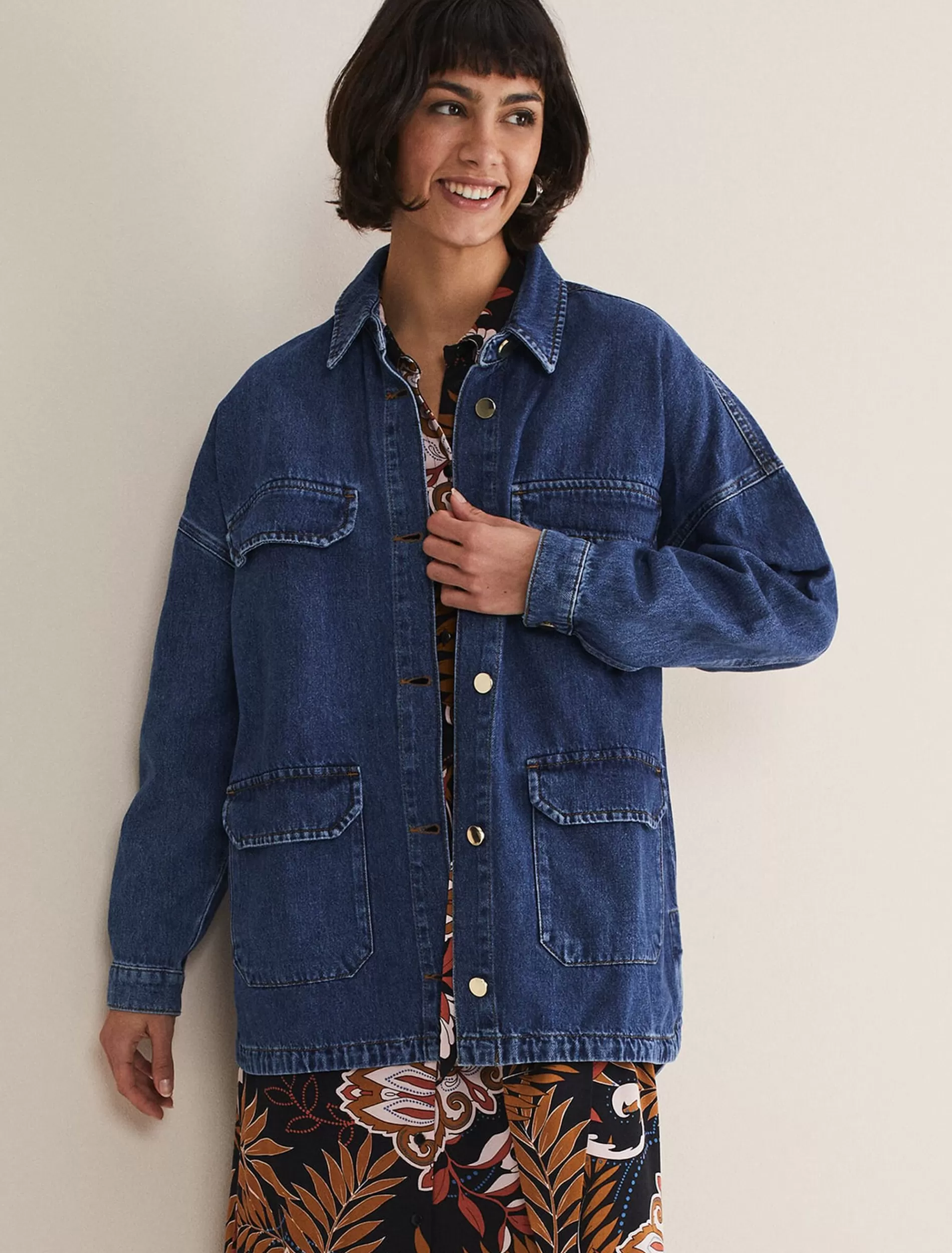 Phase Eight Tianna Oversized Shacket Denim Hot