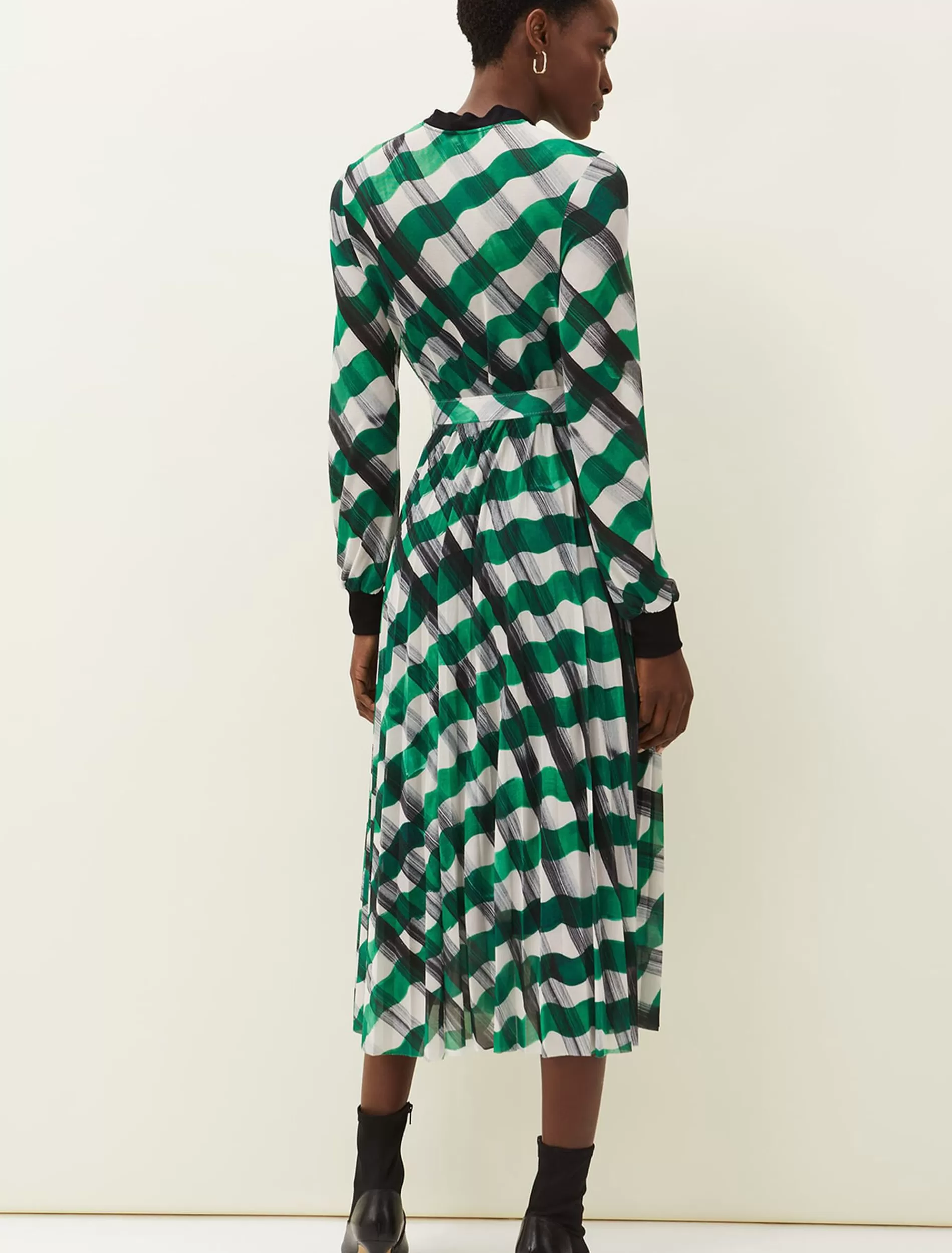 Phase Eight Tiffany Check Mesh Dress Black/Green Fashion