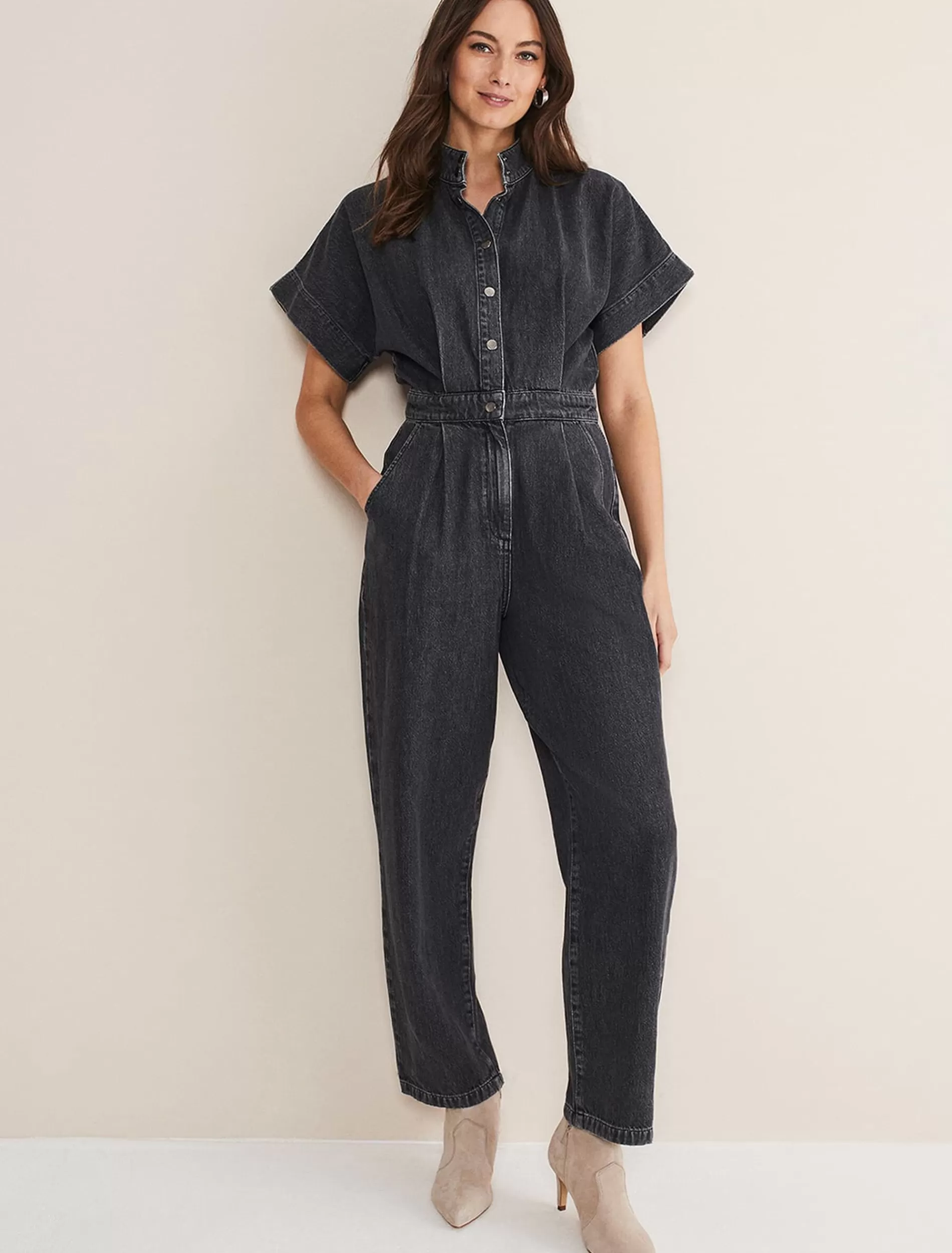Phase Eight Tilda Denim Jumpsuit Washed Black New